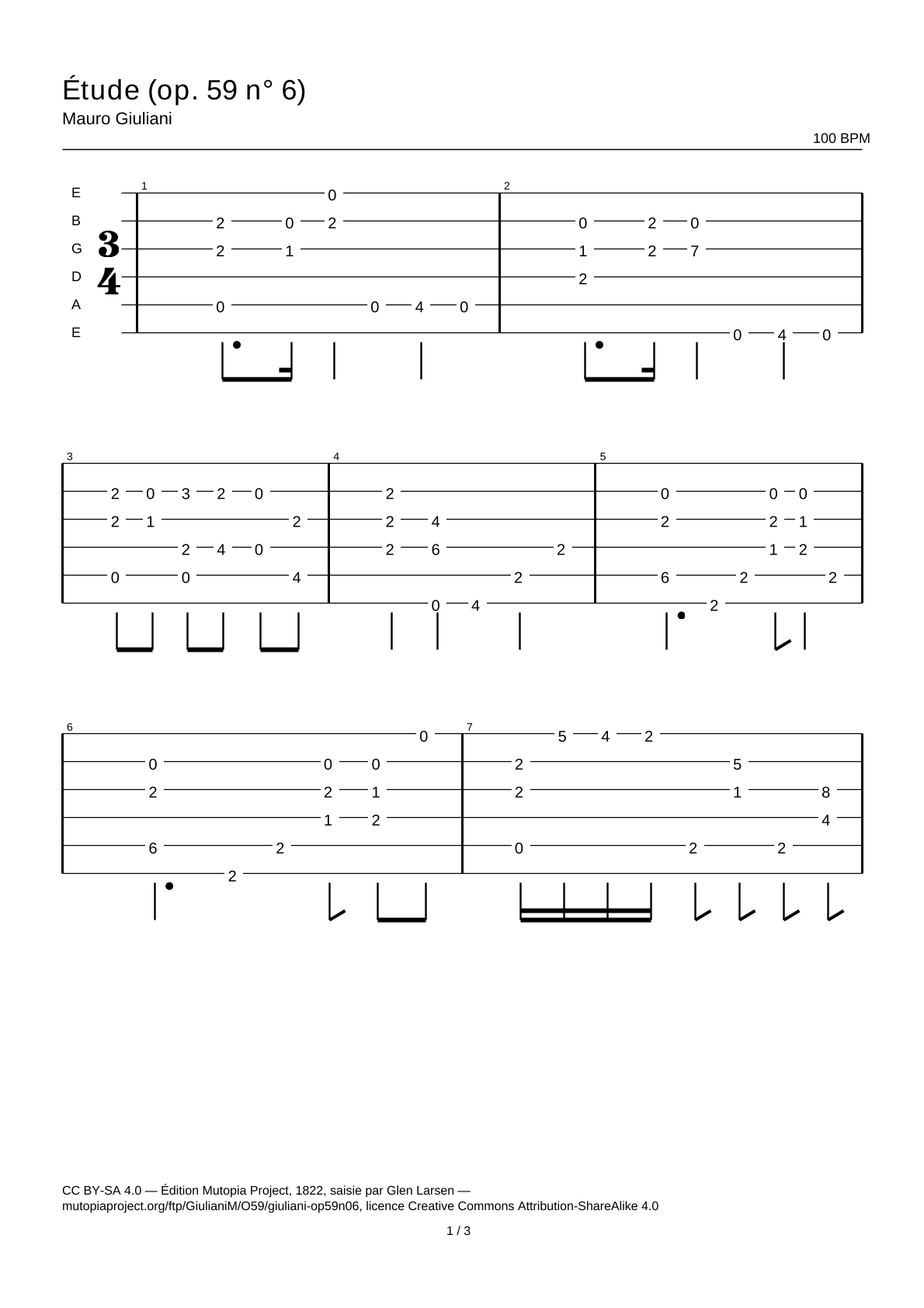 Study (Op. 59 No. 6) — Guitar Tab