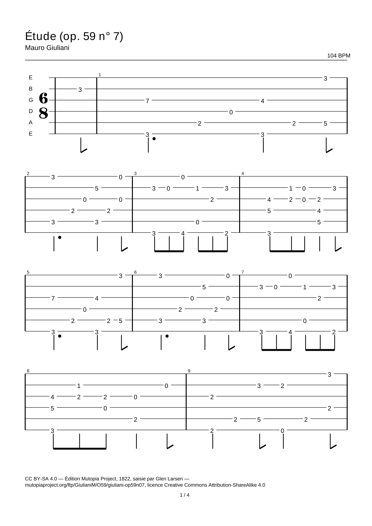 Study (Op. 59 No. 7) — Guitar Tab