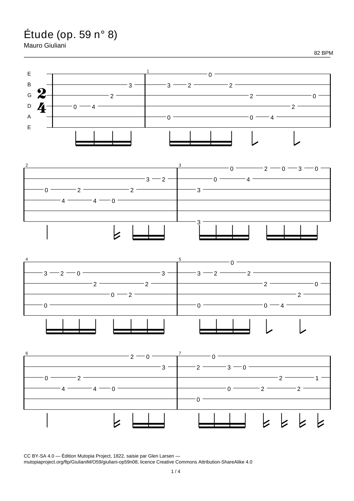 Study (Op. 59 No. 8) — Guitar Tab