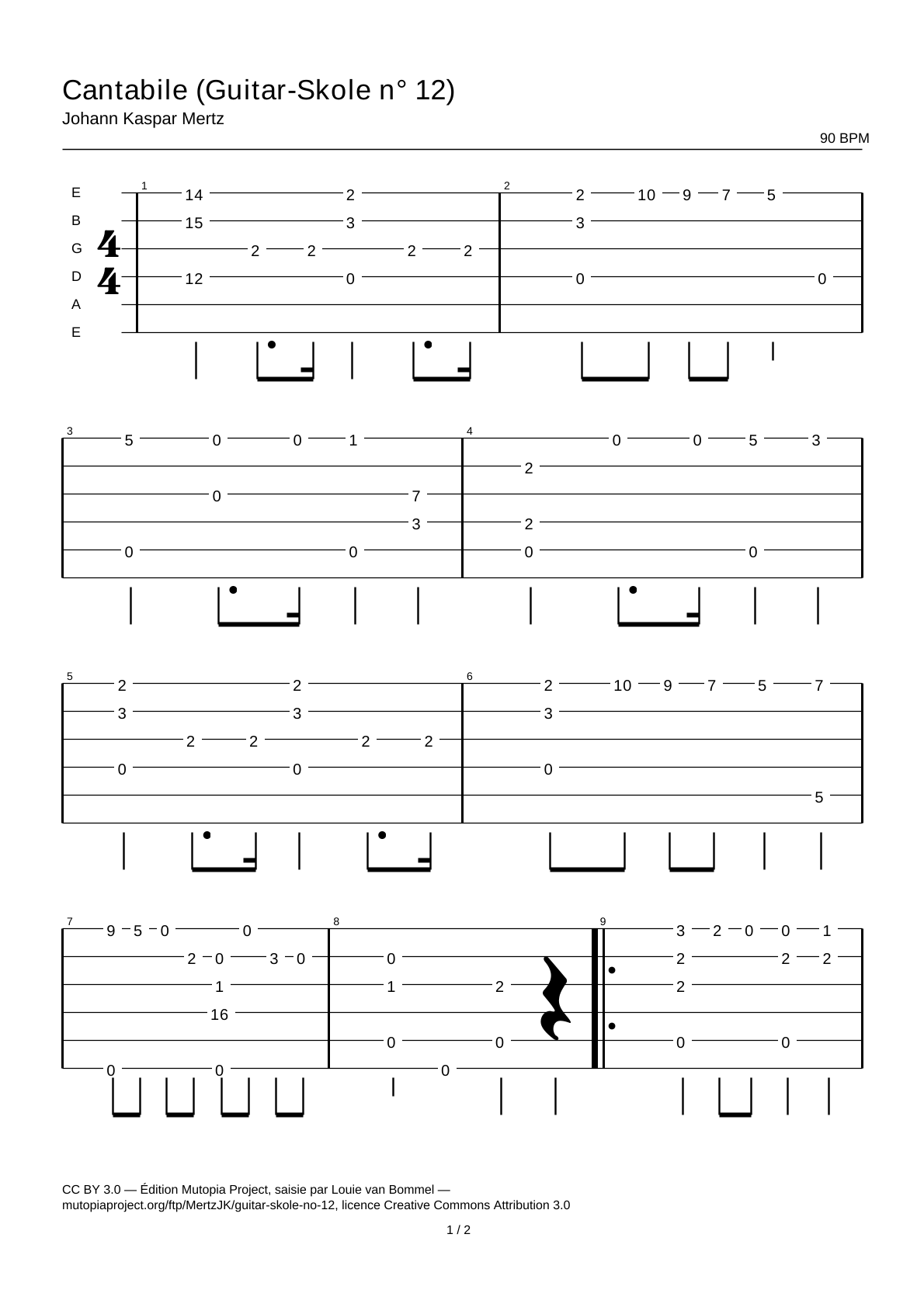 Cantabile (Guitar-Skole No. 12) — Guitar Tab