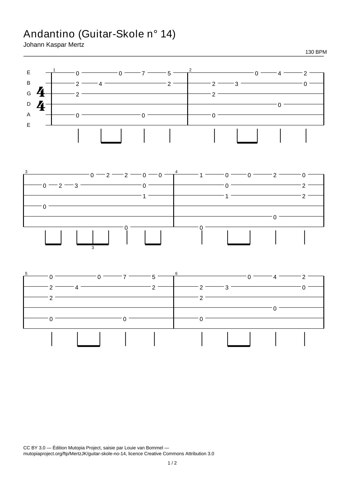 Andantino (Guitar-Skole No. 14) — Guitar Tab