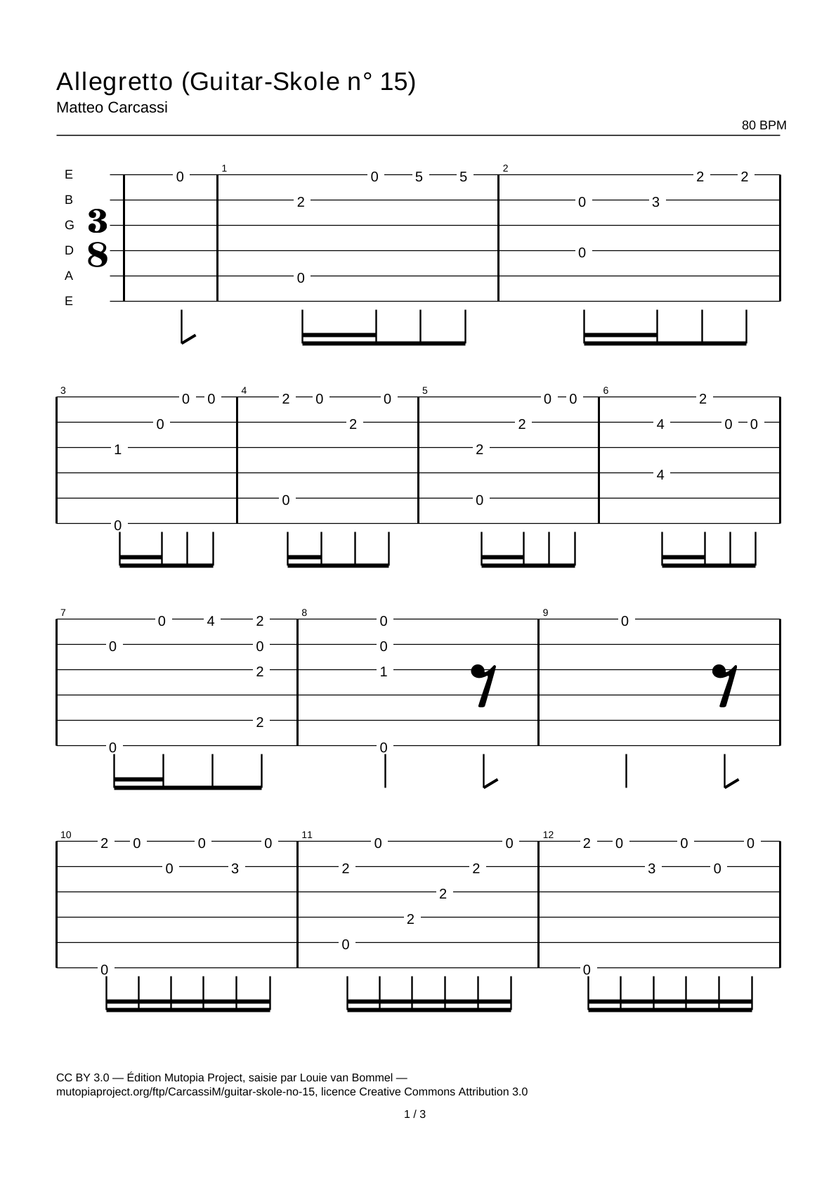 Allegretto (Guitar-Skole No. 15) — Guitar Tab