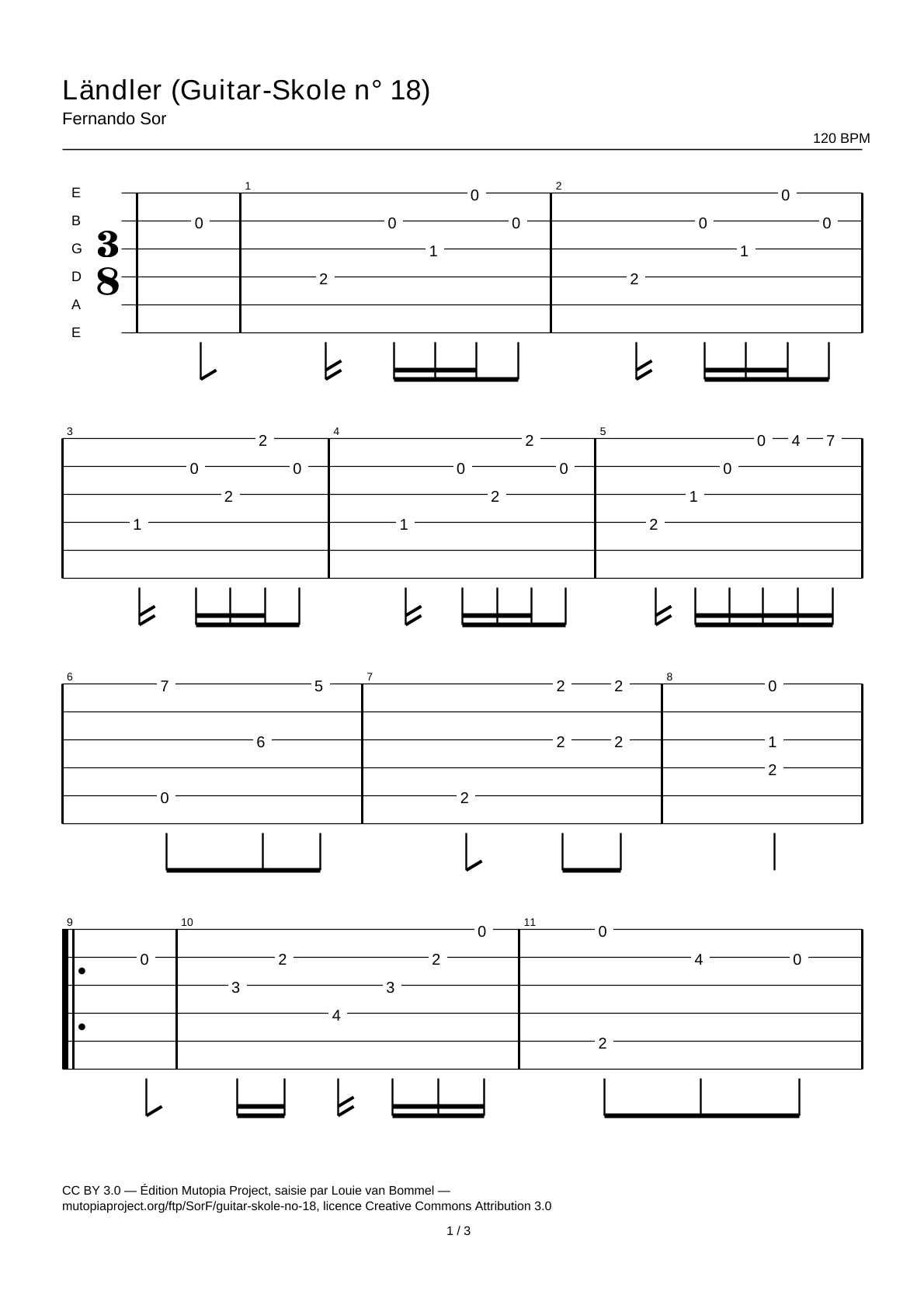 Ländler (Guitar-Skole No. 18) — Guitar Tab