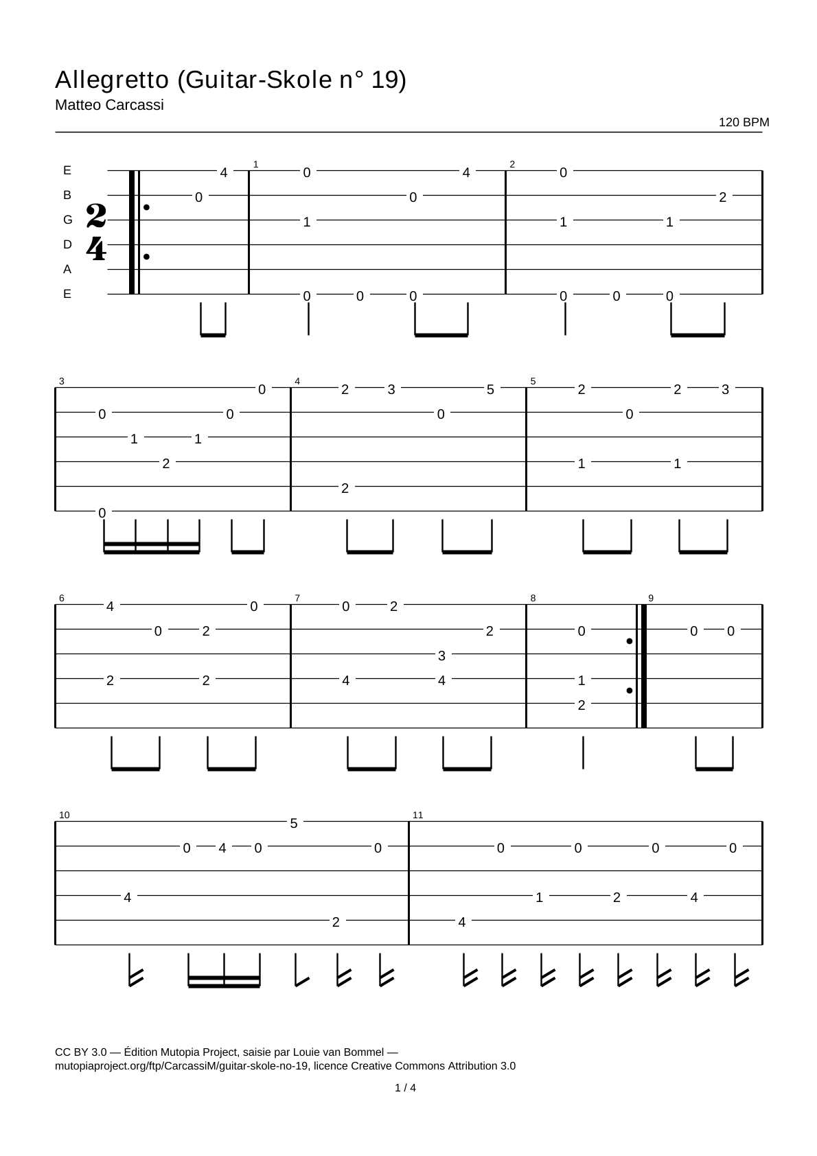 Allegretto (Guitar-Skole No. 19) — Guitar Tab