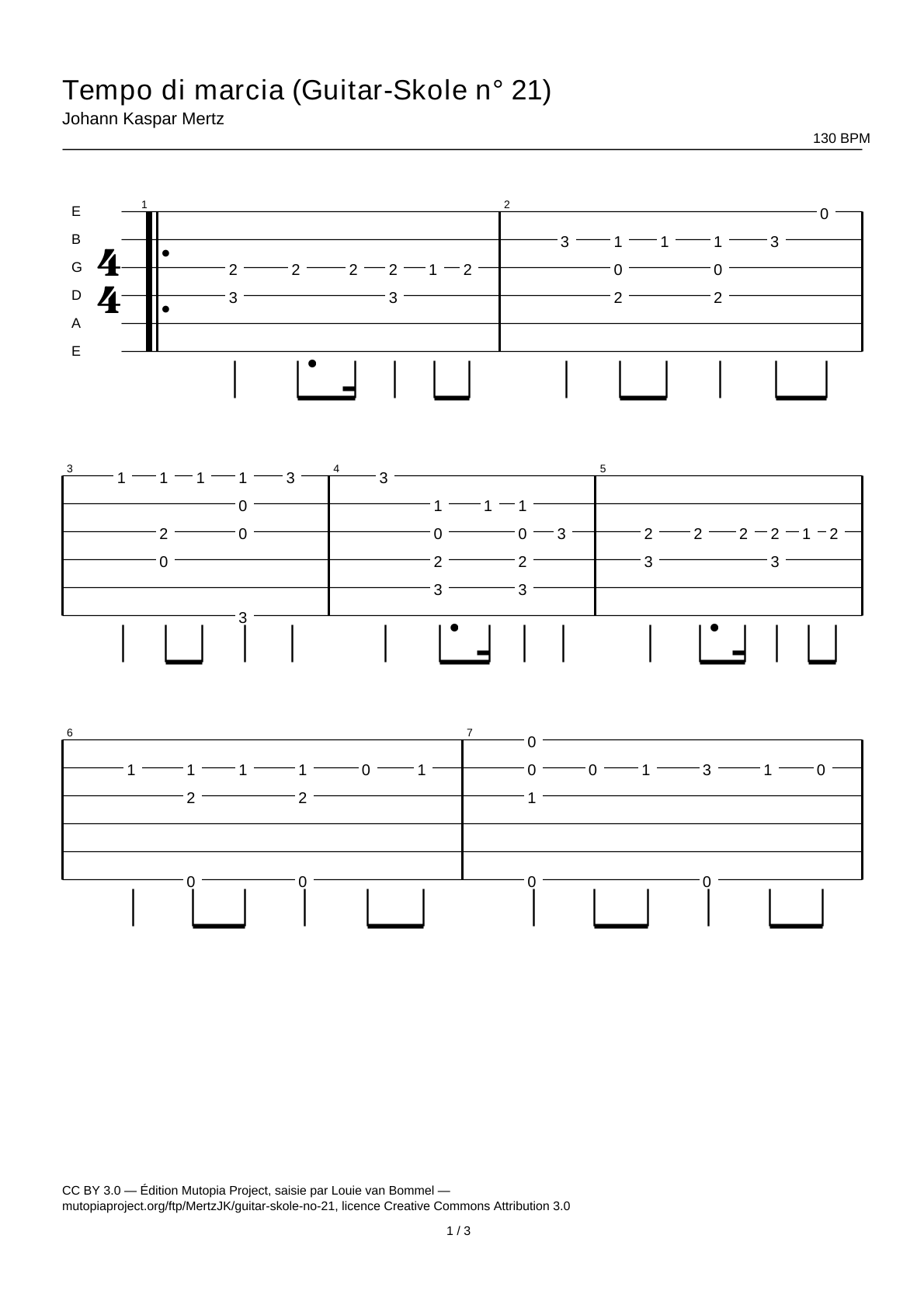 Tempo di marcia (Guitar-Skole n° 21) — Tablature guitare