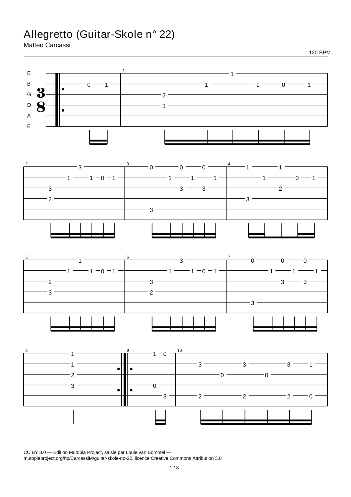 Allegretto (Guitar-Skole No. 22) — Guitar Tab