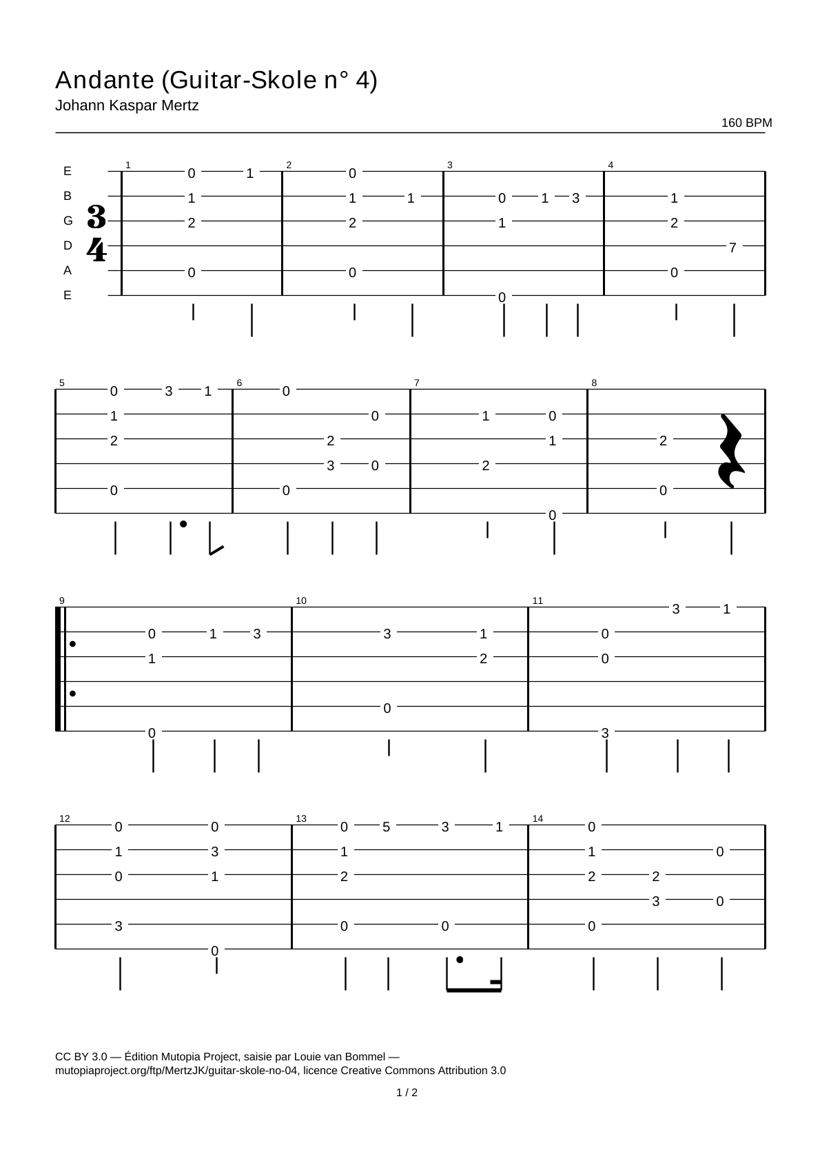 Andante (Guitar-Skole No. 4) — Guitar Tab