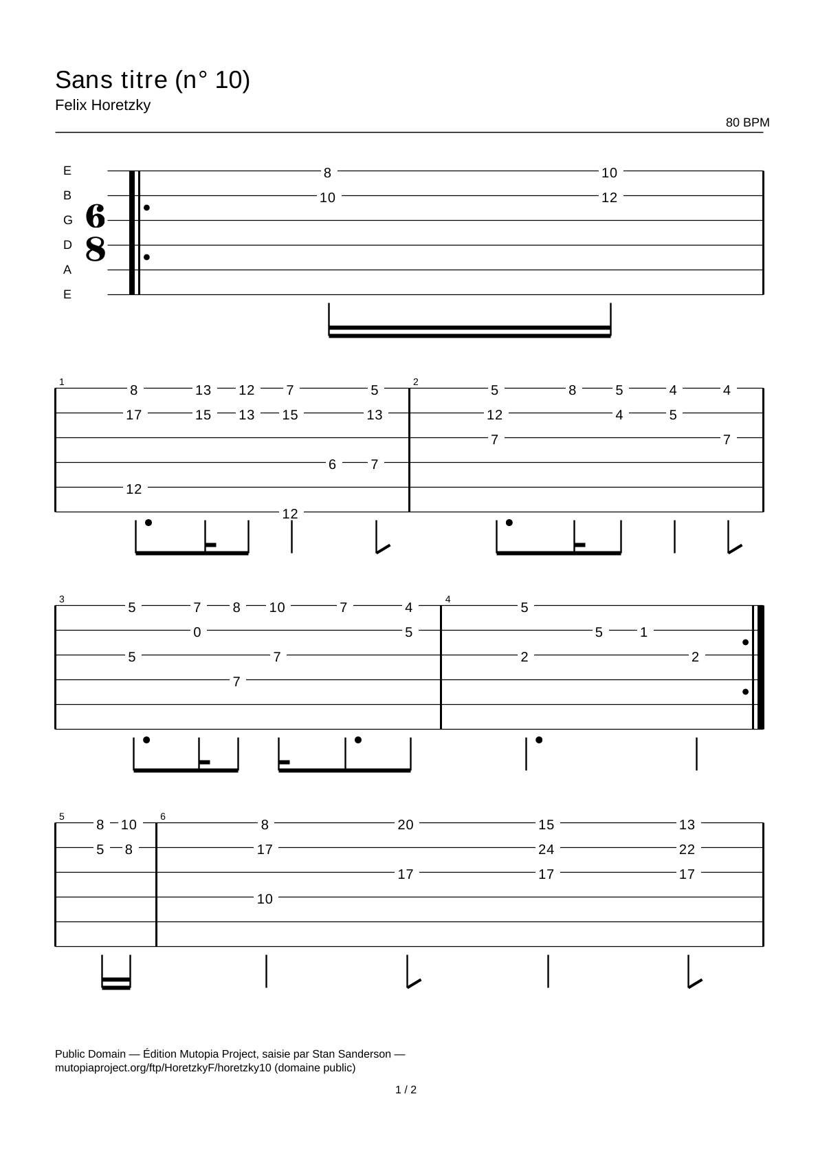 Untitled (No. 10) — Guitar Tab