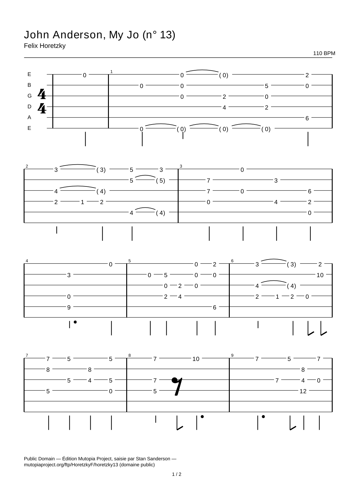 John Anderson, My Jo (No. 13) — Guitar Tab