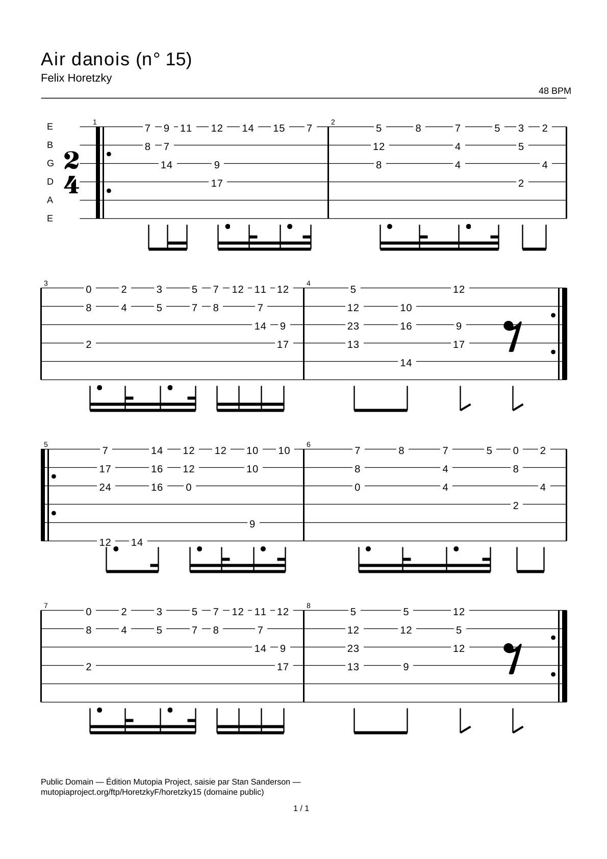 Danish Air (No. 15) — Guitar Tab