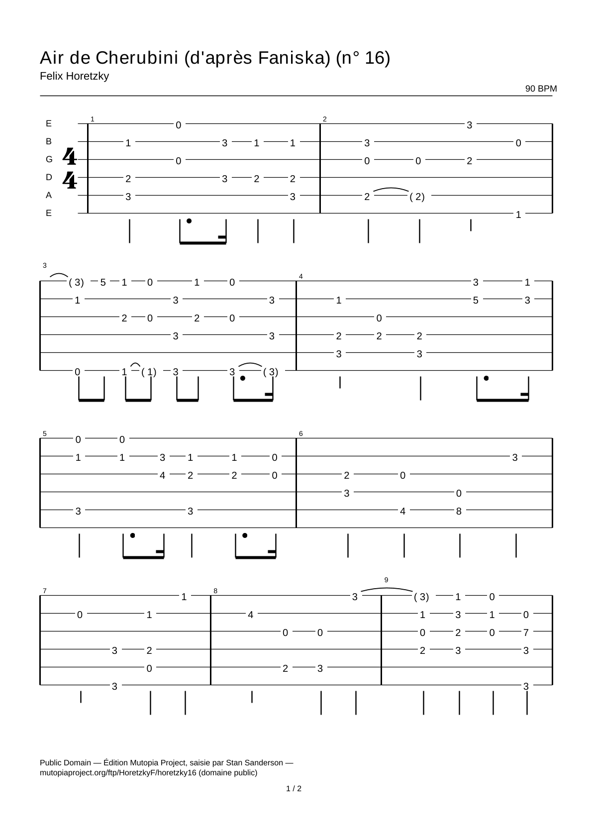 Cherubini's Air (from Faniska) (No. 16) — Guitar Tab