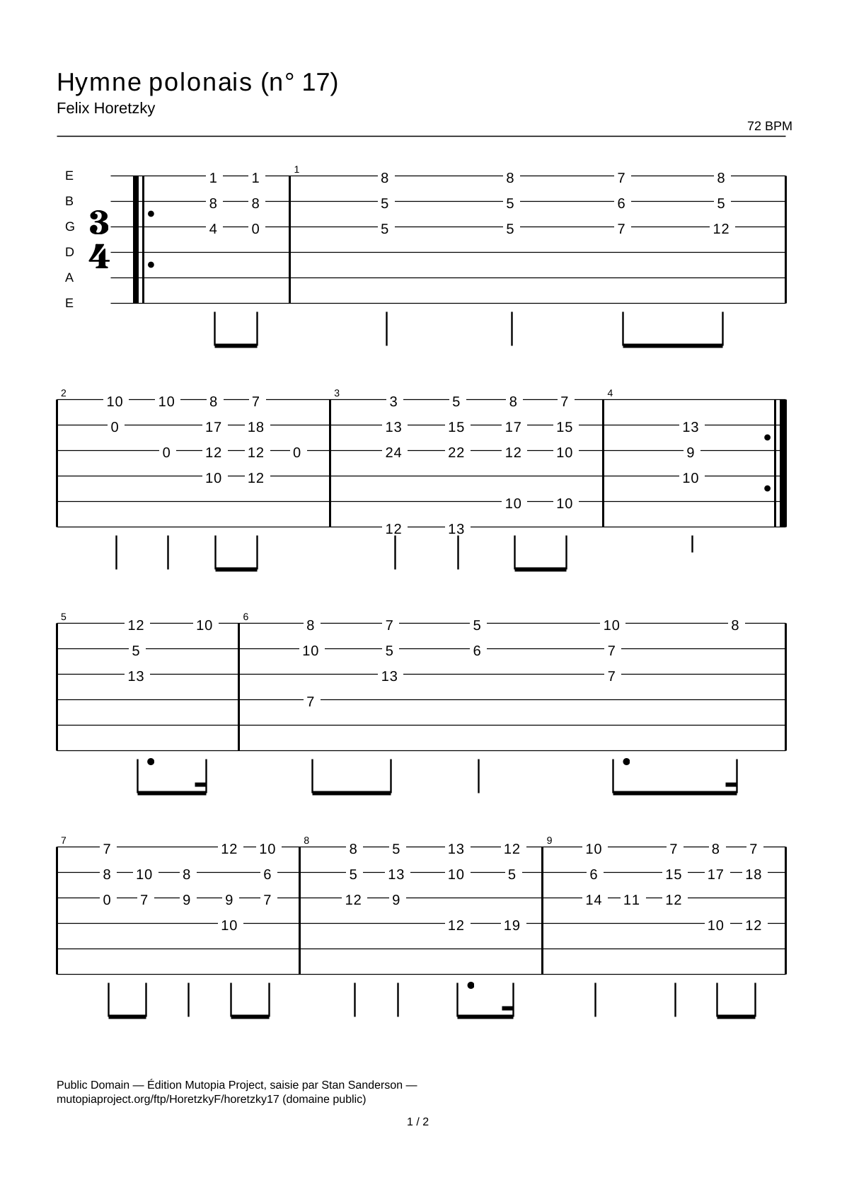 Polish Hymn (No. 17) — Guitar Tab