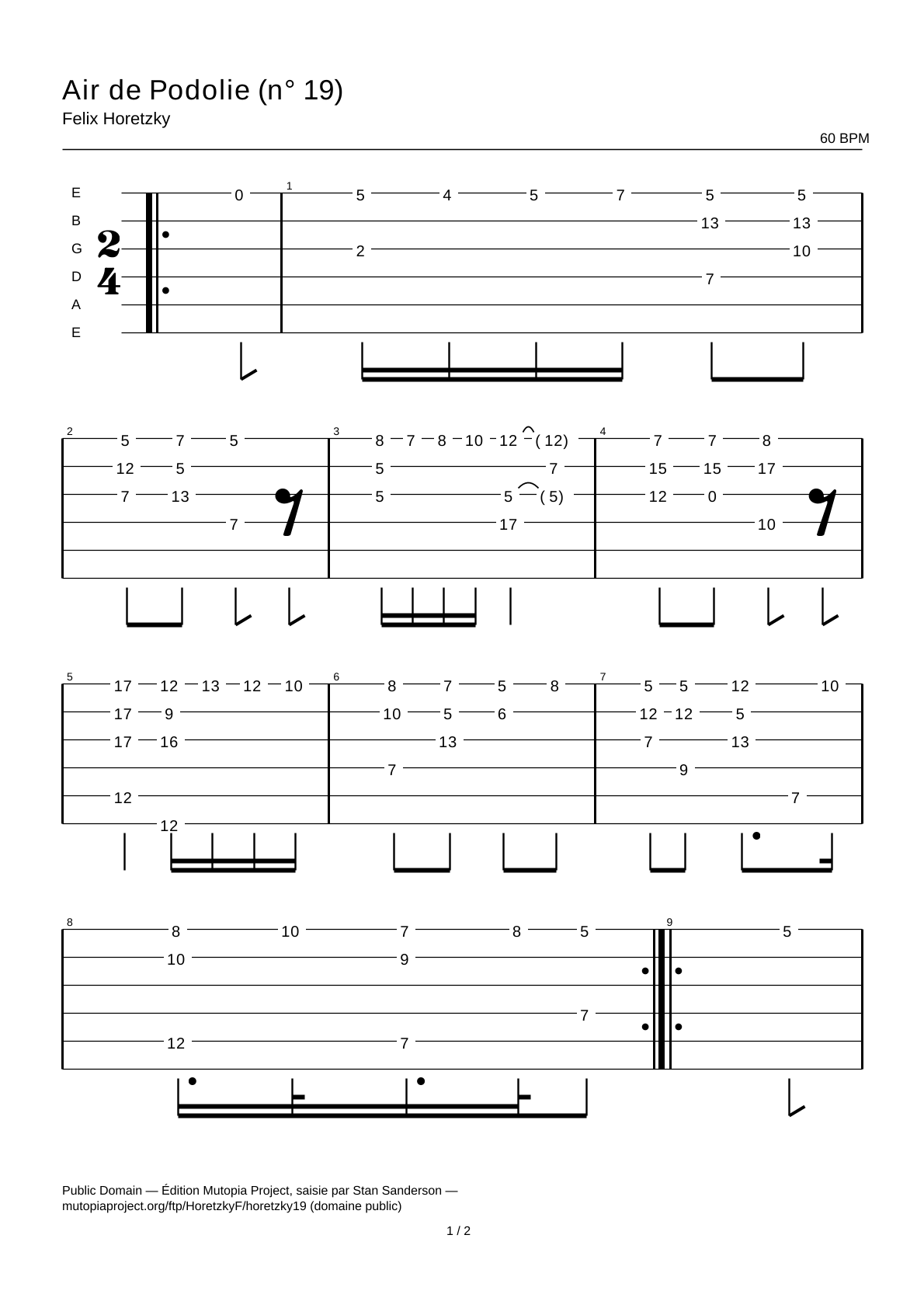 Podolian Air (No. 19) — Guitar Tab