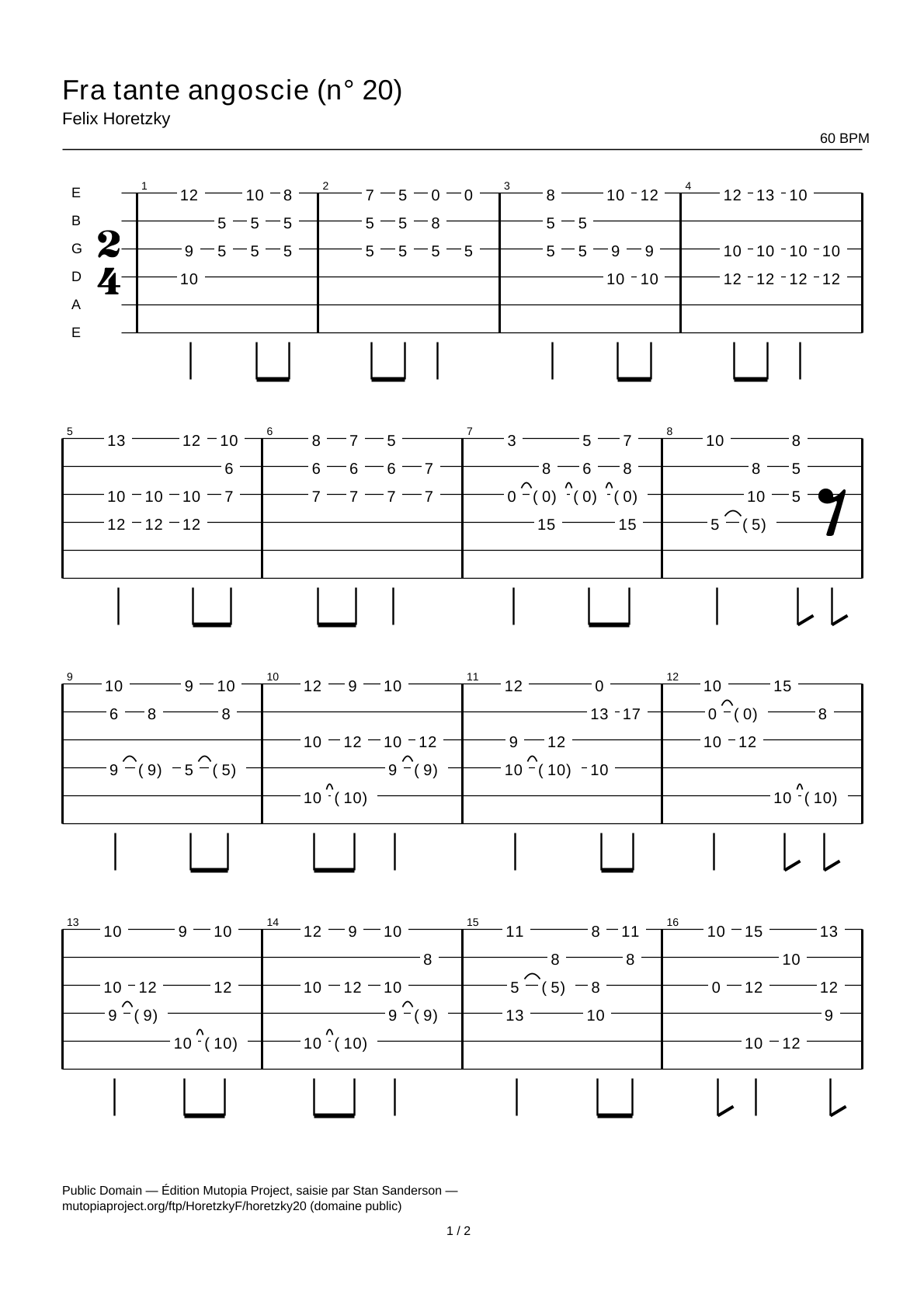 Fra tante angoscie (No. 20) — Guitar Tab