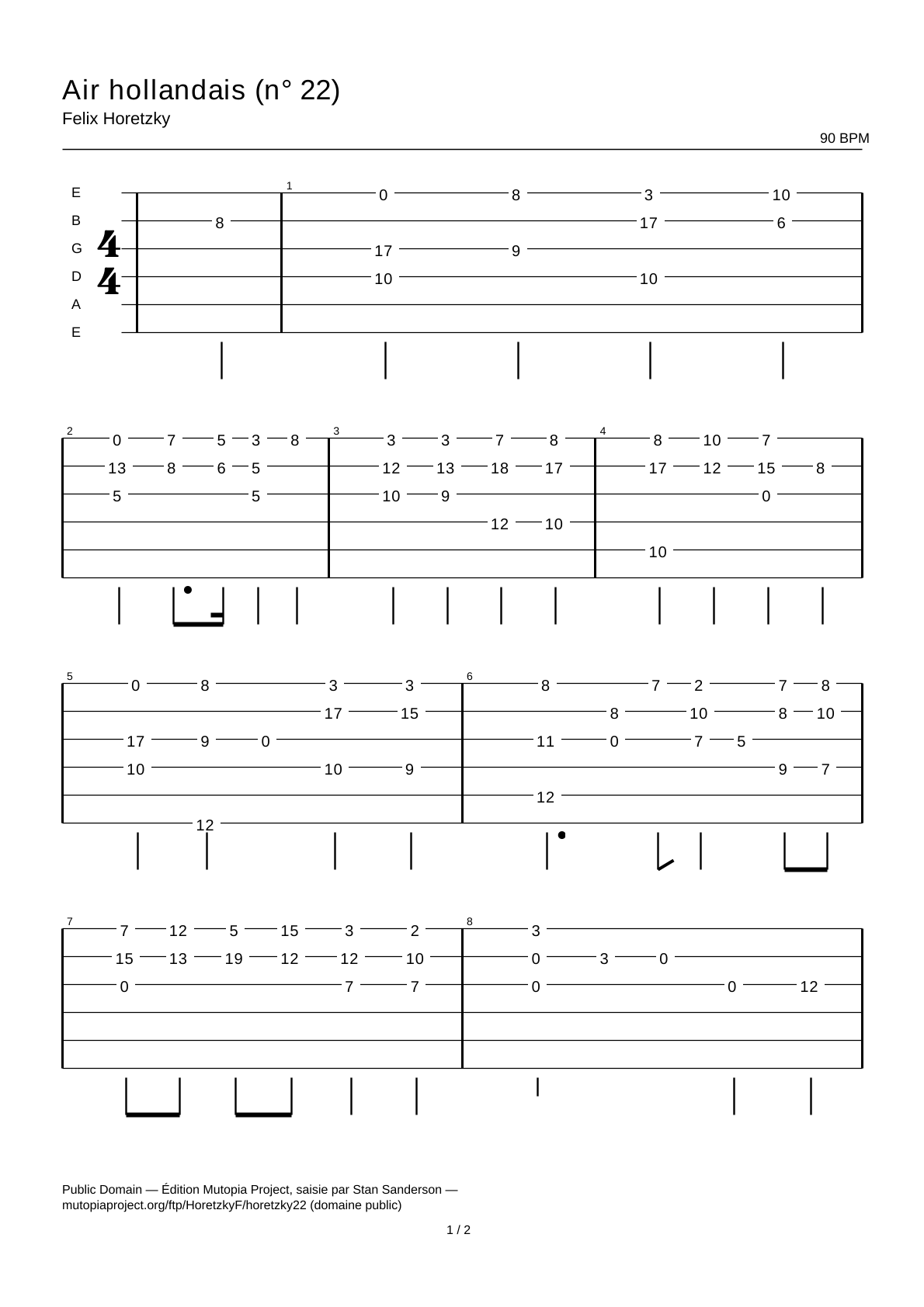Dutch Air (No. 22) — Guitar Tab