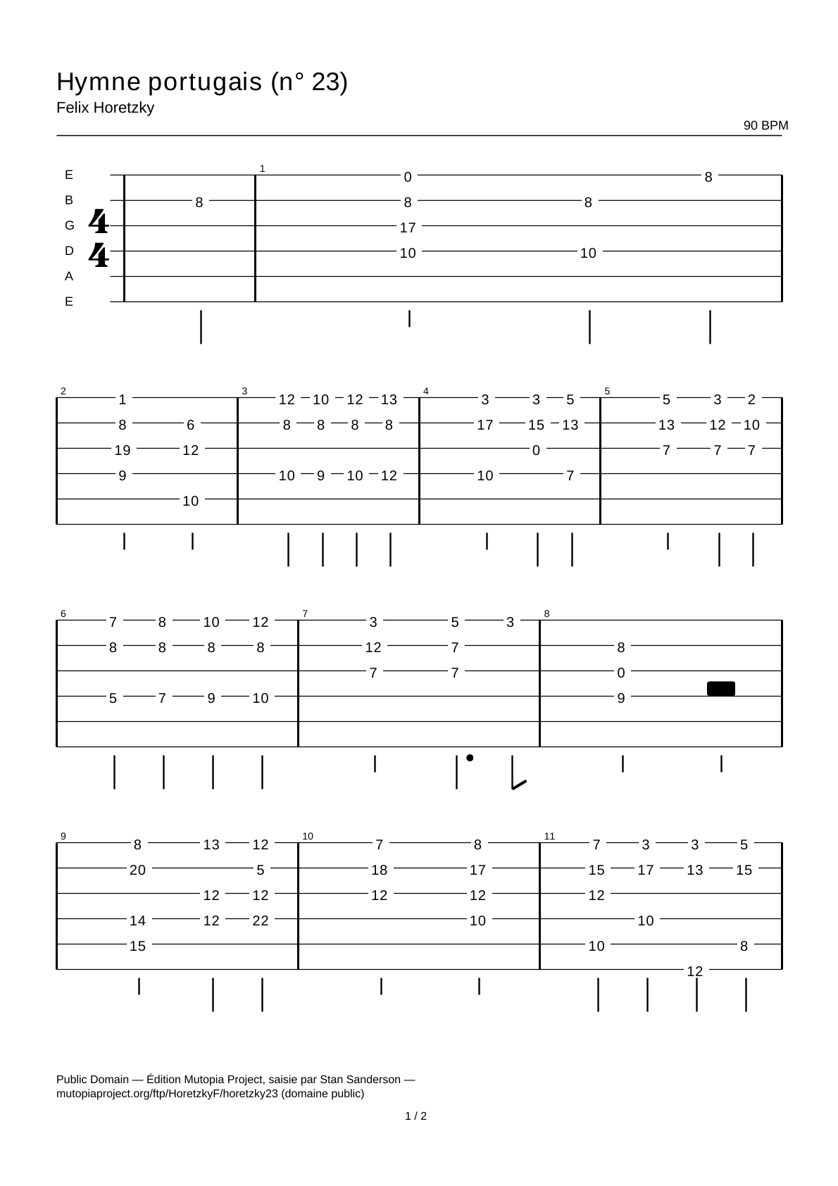 Portuguese Hymn (No. 23) — Guitar Tab