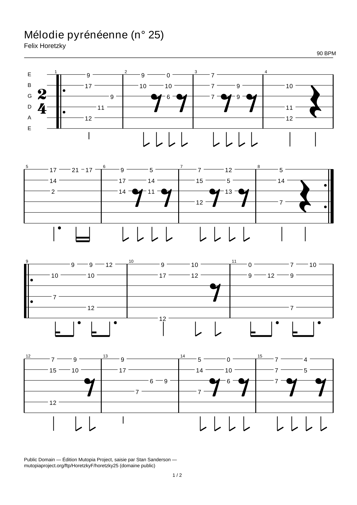 Pyrenean Melody (No. 25) — Guitar Tab