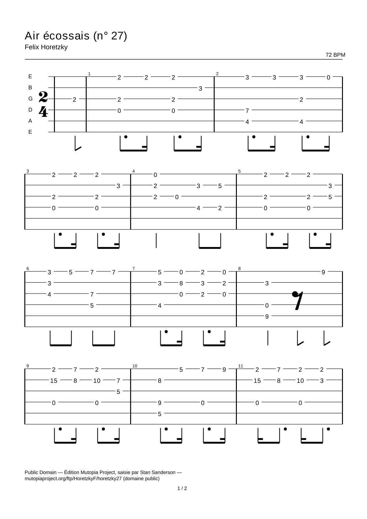 Scotch Air (No. 27) — Guitar Tab