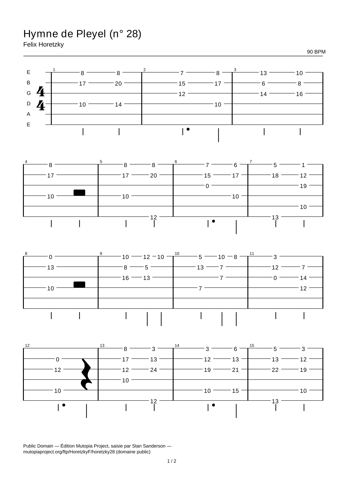 Pleyel's Hymn (No. 28) — Guitar Tab