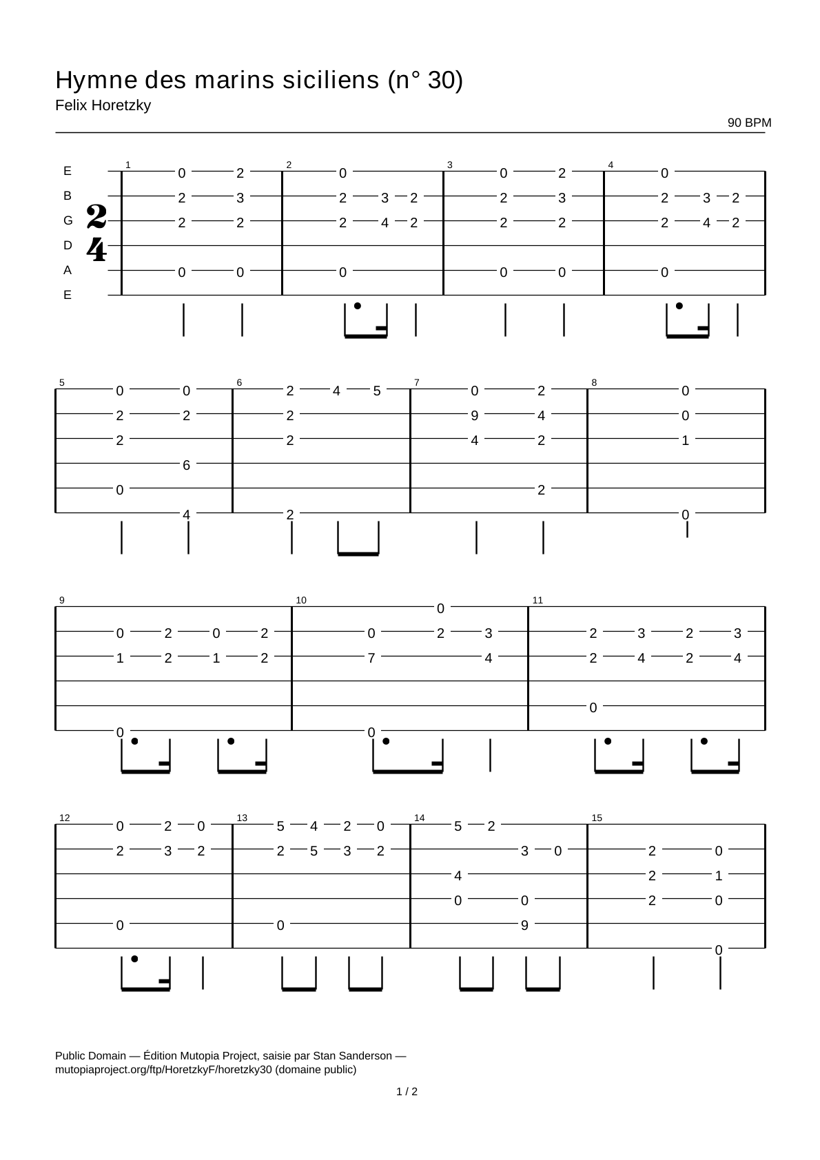 Sicilian Mariner's Hymn (No. 30) — Guitar Tab
