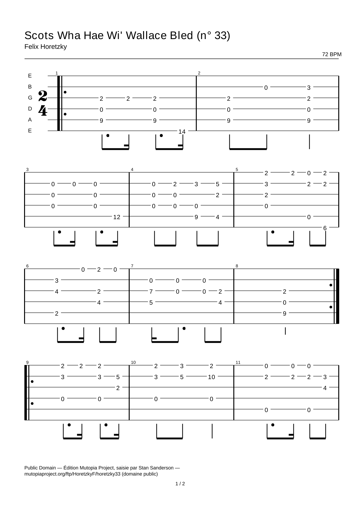Scots Wha Hae Wi' Wallace Bled (No. 33) — Guitar Tab