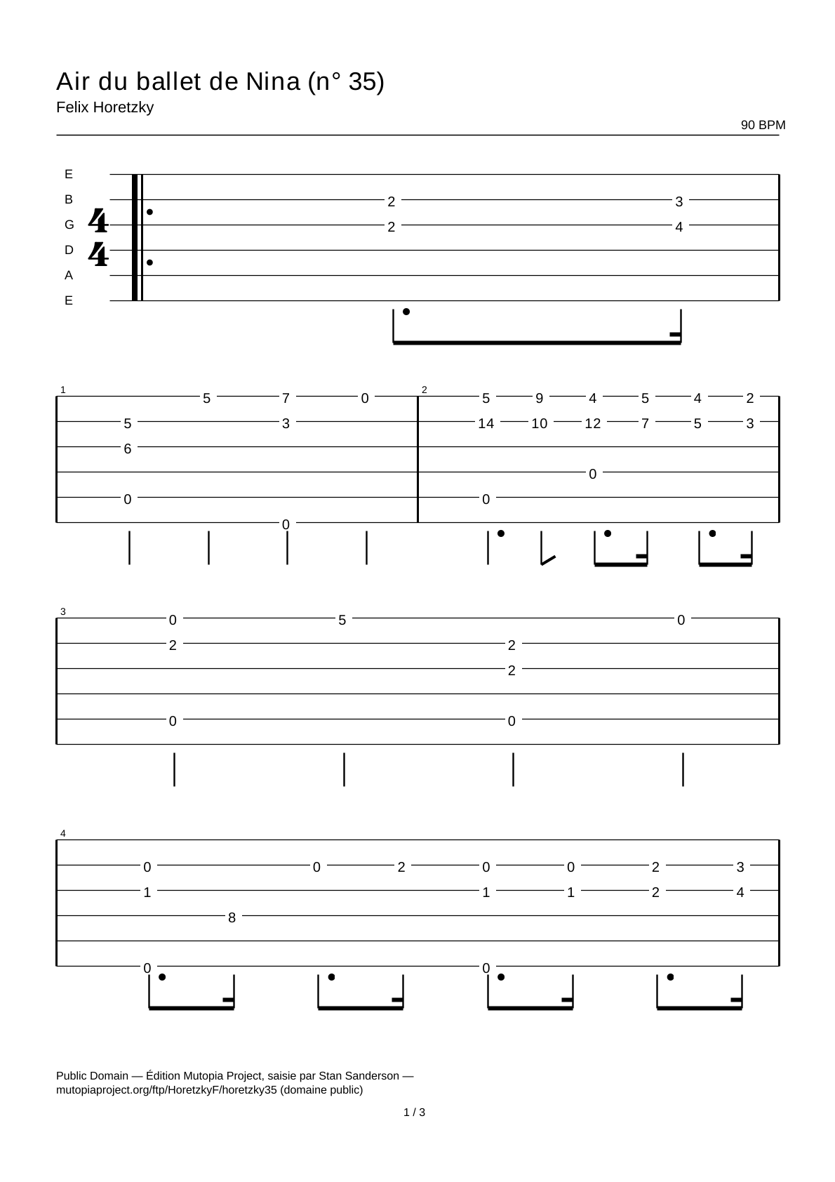 Air from the Ballet of Nina (No. 35) — Guitar Tab