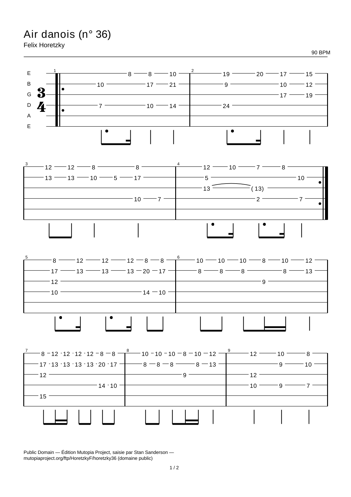 Danish Air (No. 36) — Guitar Tab