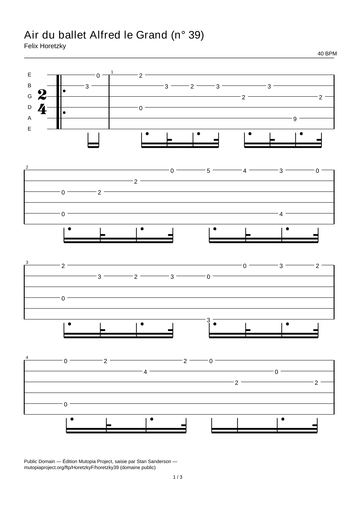 Air from the ballet Alfred the Great (No. 39) — Guitar Tab