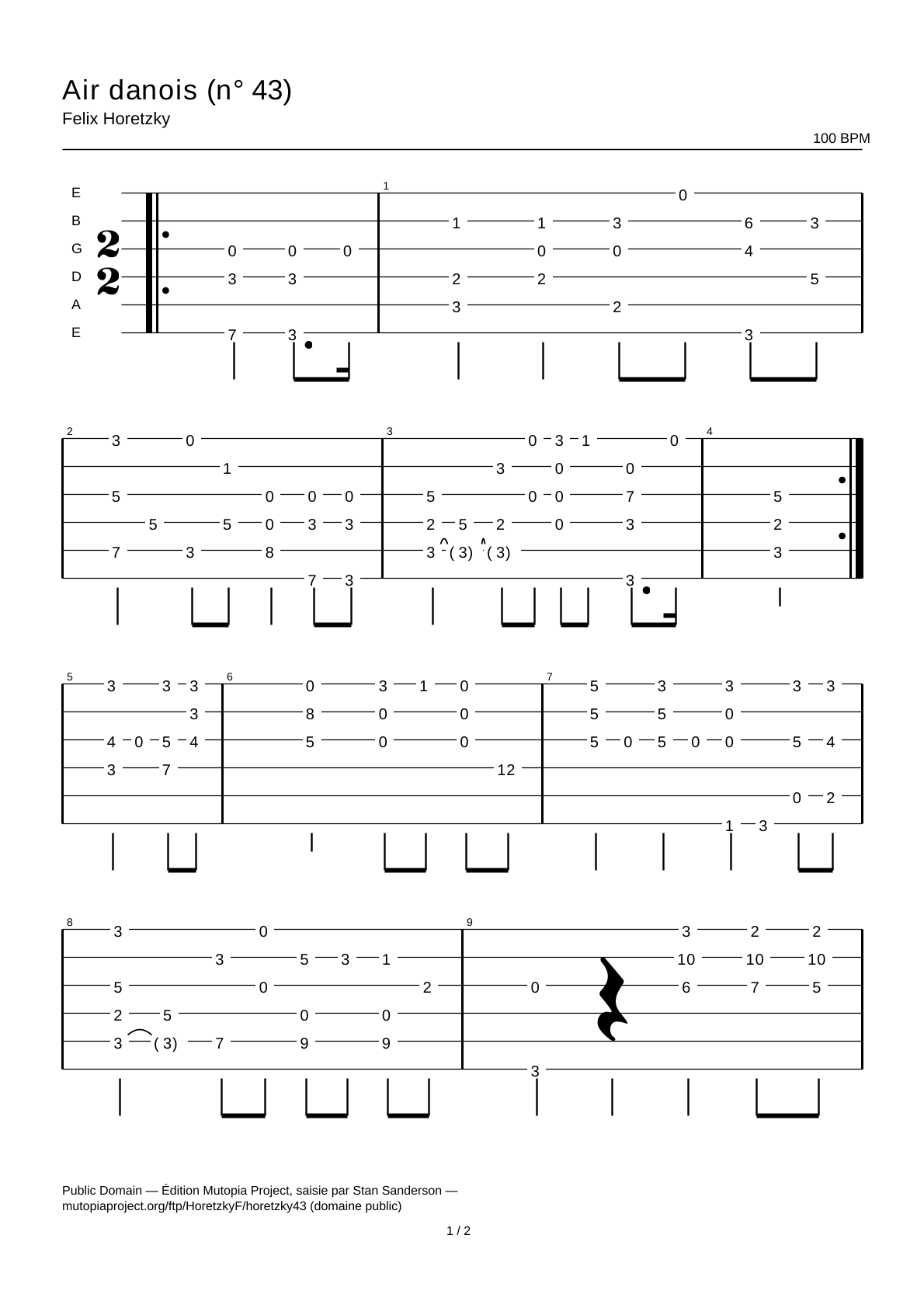 Danish Air (No. 43) — Guitar Tab