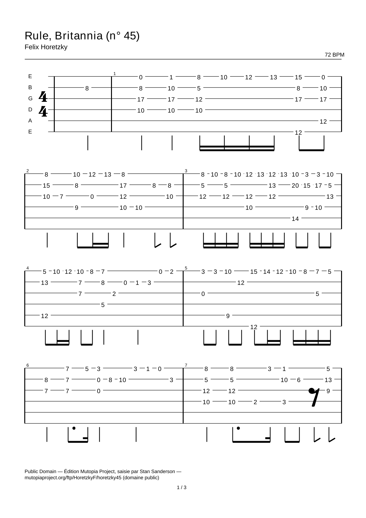 Rule, Britannia (No. 45) — Guitar Tab