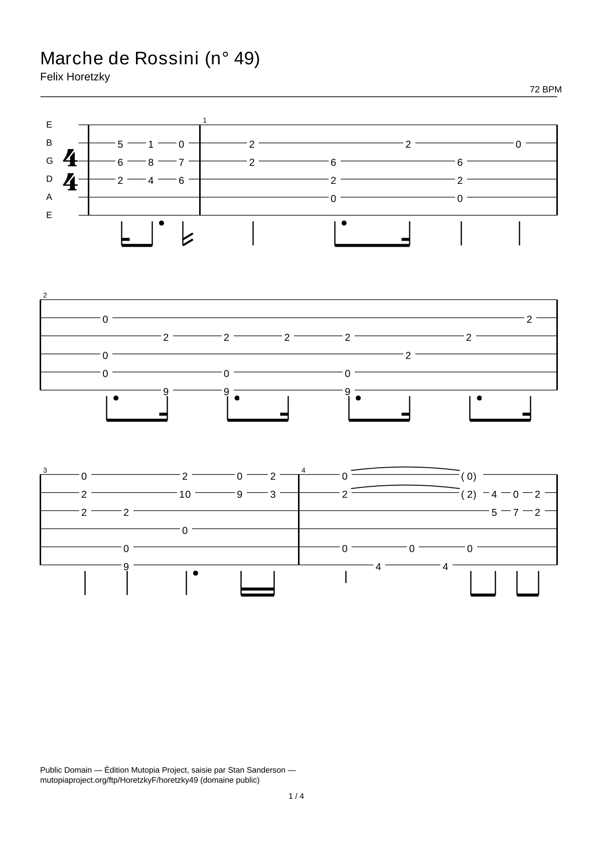 March by Rossini (No. 49) — Guitar Tab