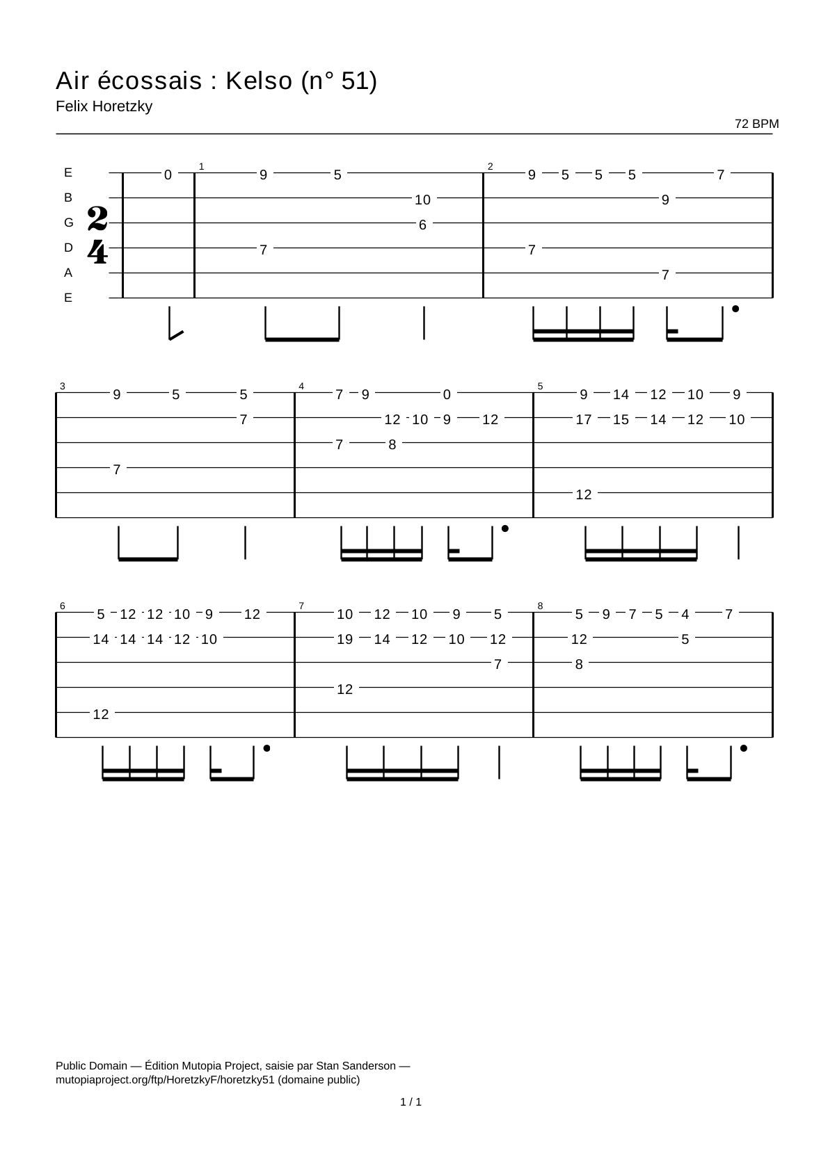 Scotch Air: Kelso (No. 51) — Guitar Tab
