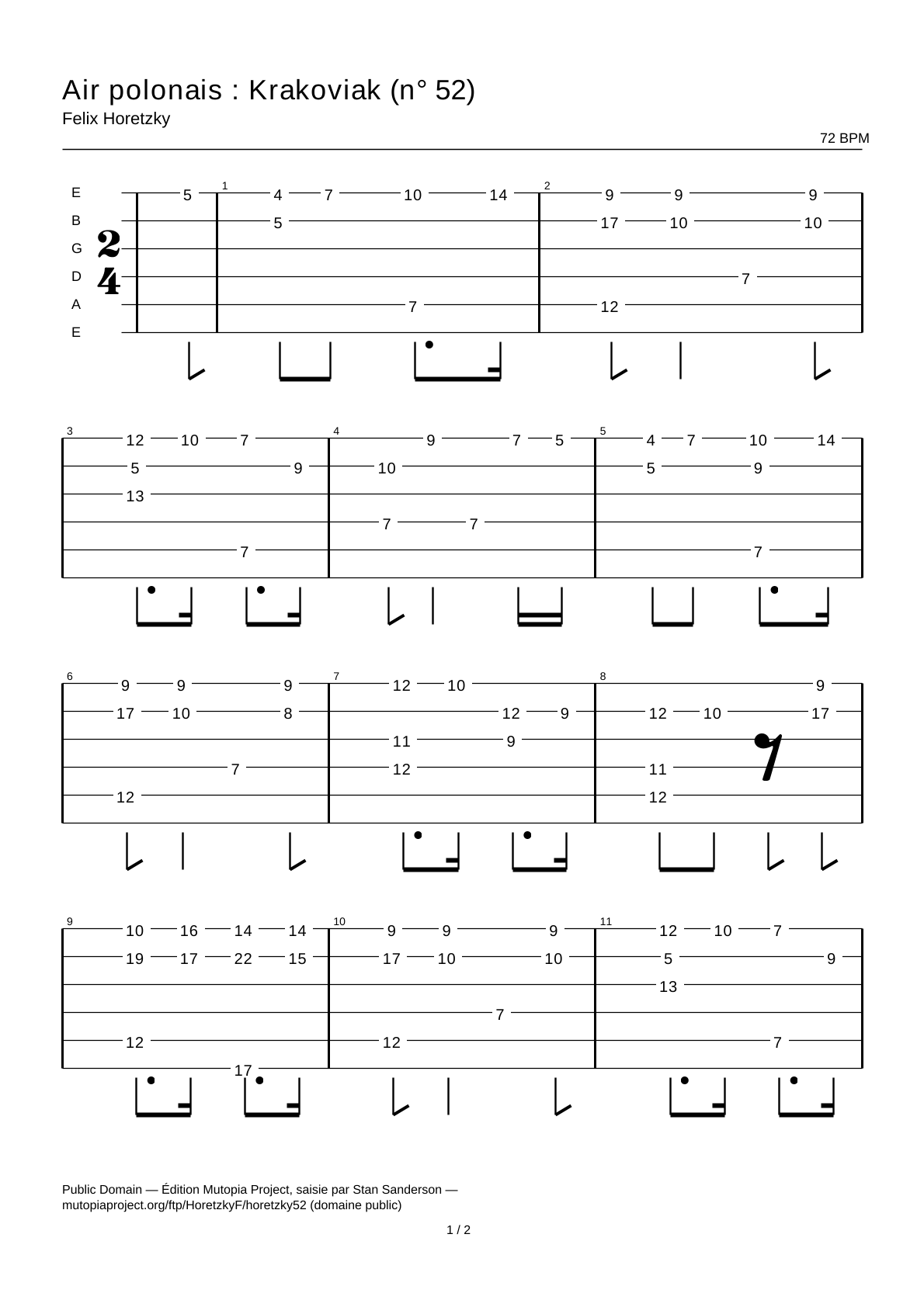 Polish Air: Krakoviak (No. 52) — Guitar Tab