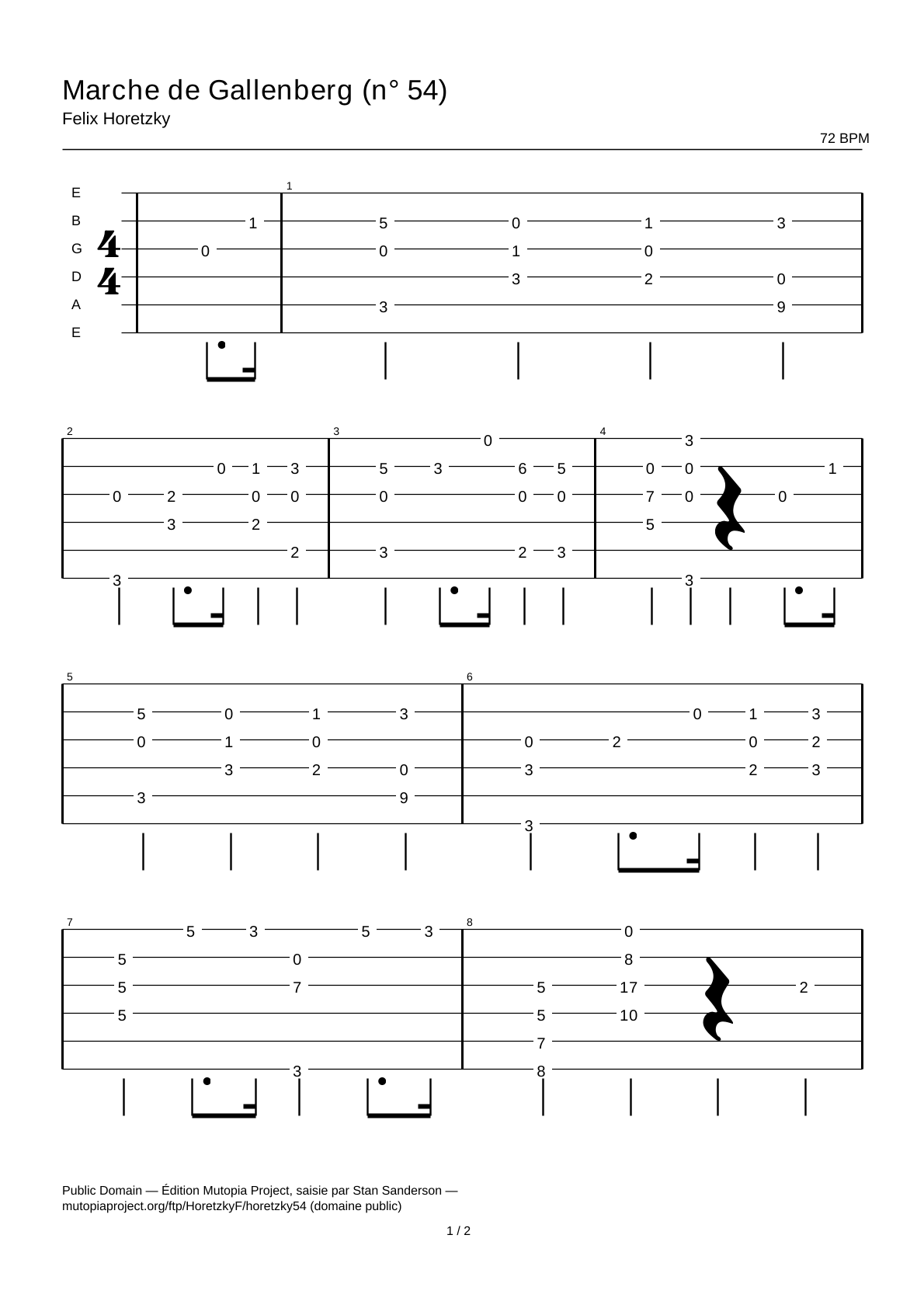 March by Gallenberg (No. 54) — Guitar Tab