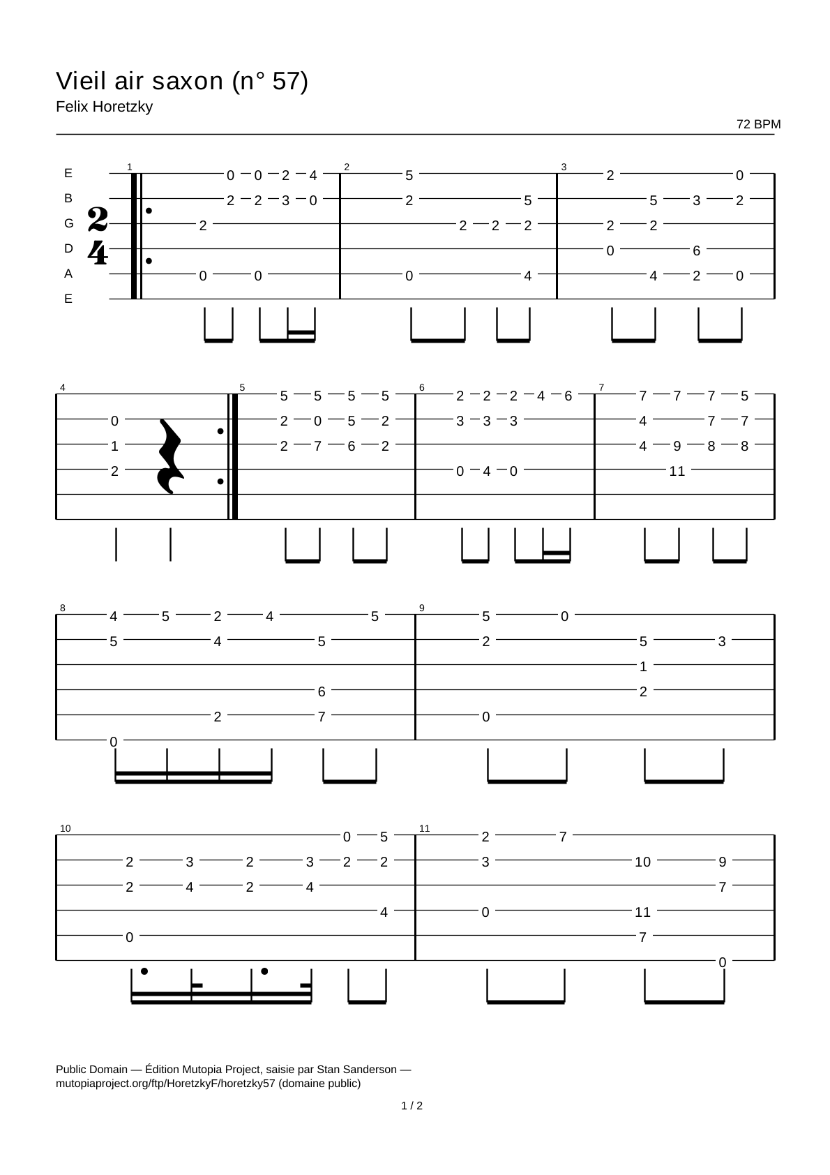 Old Saxon Air (No. 57) — Guitar Tab