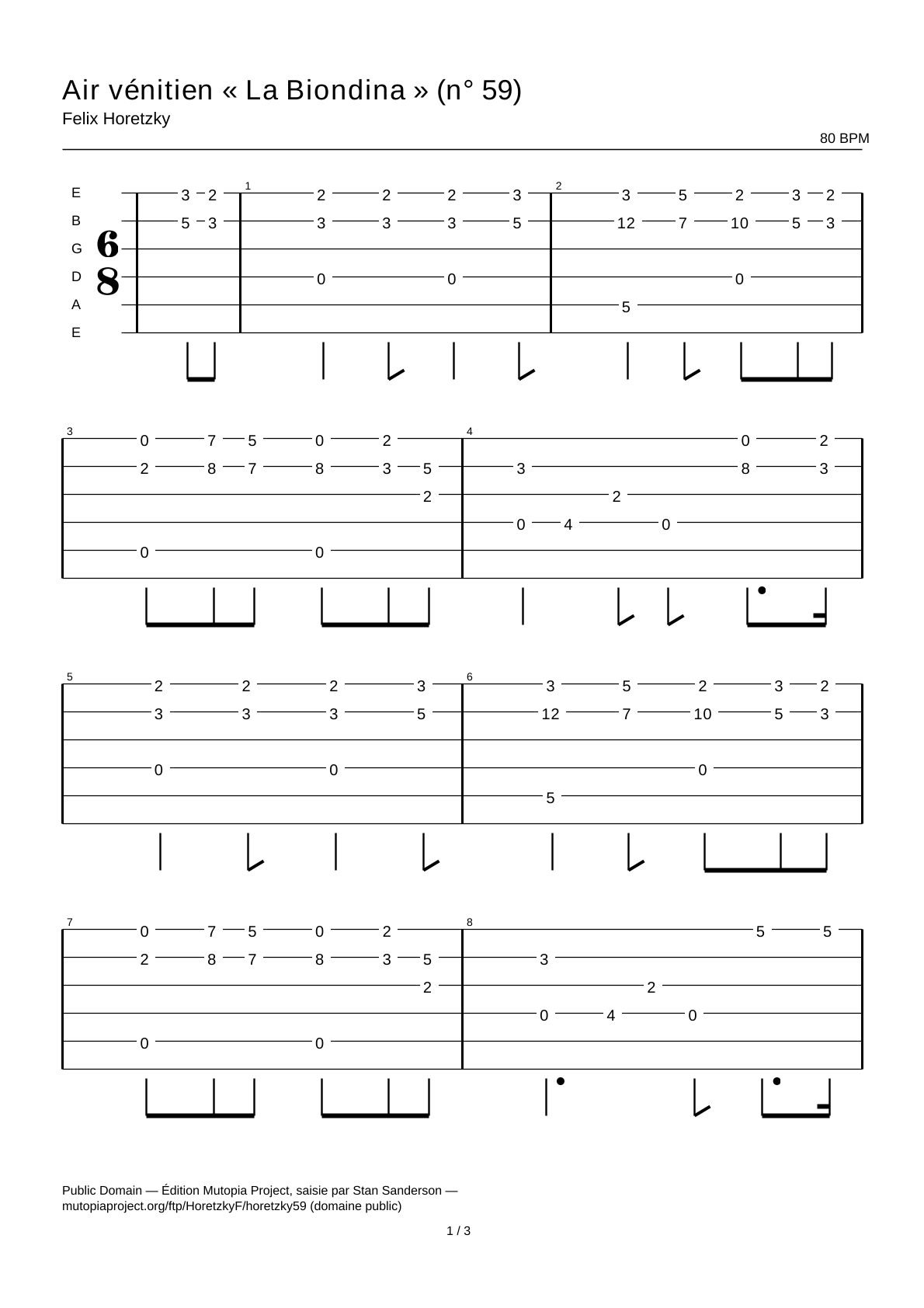 Venetian Air “La Biondina” (No. 59) — Guitar Tab