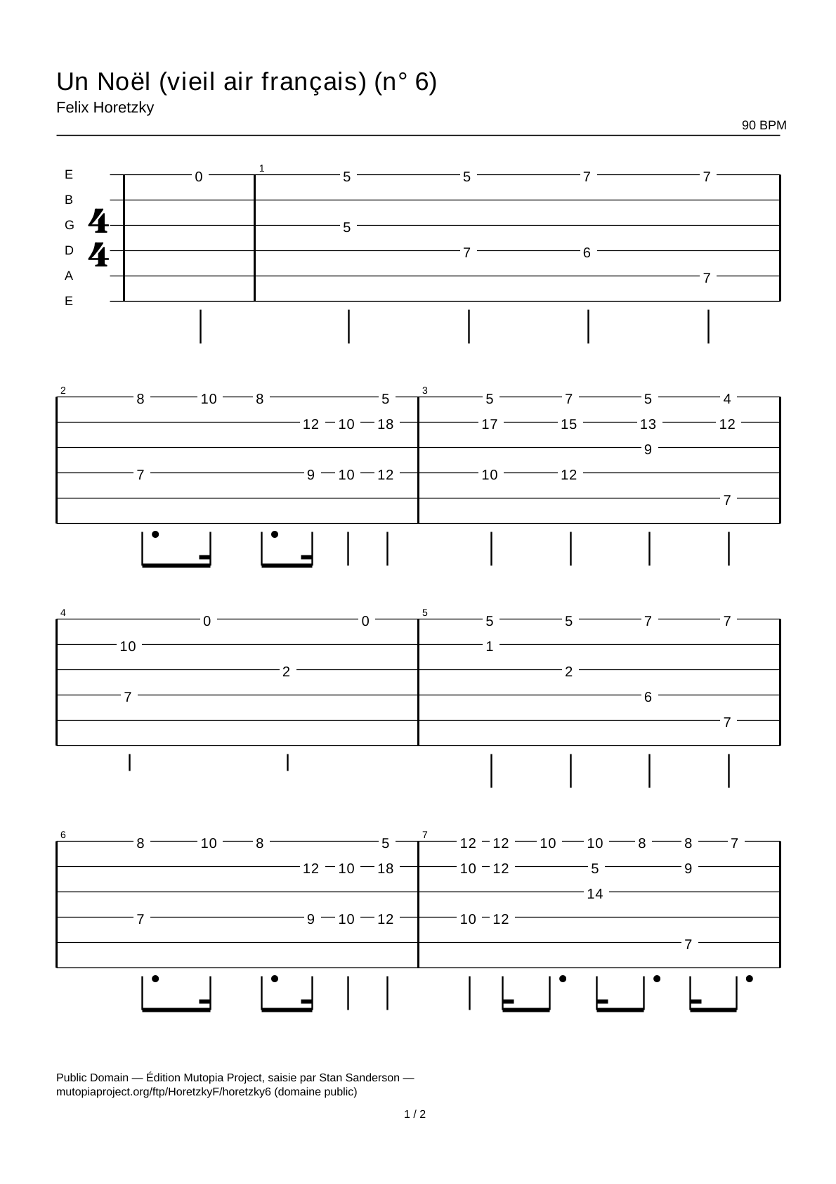 Un Noël (old French air) (No. 6) — Guitar Tab