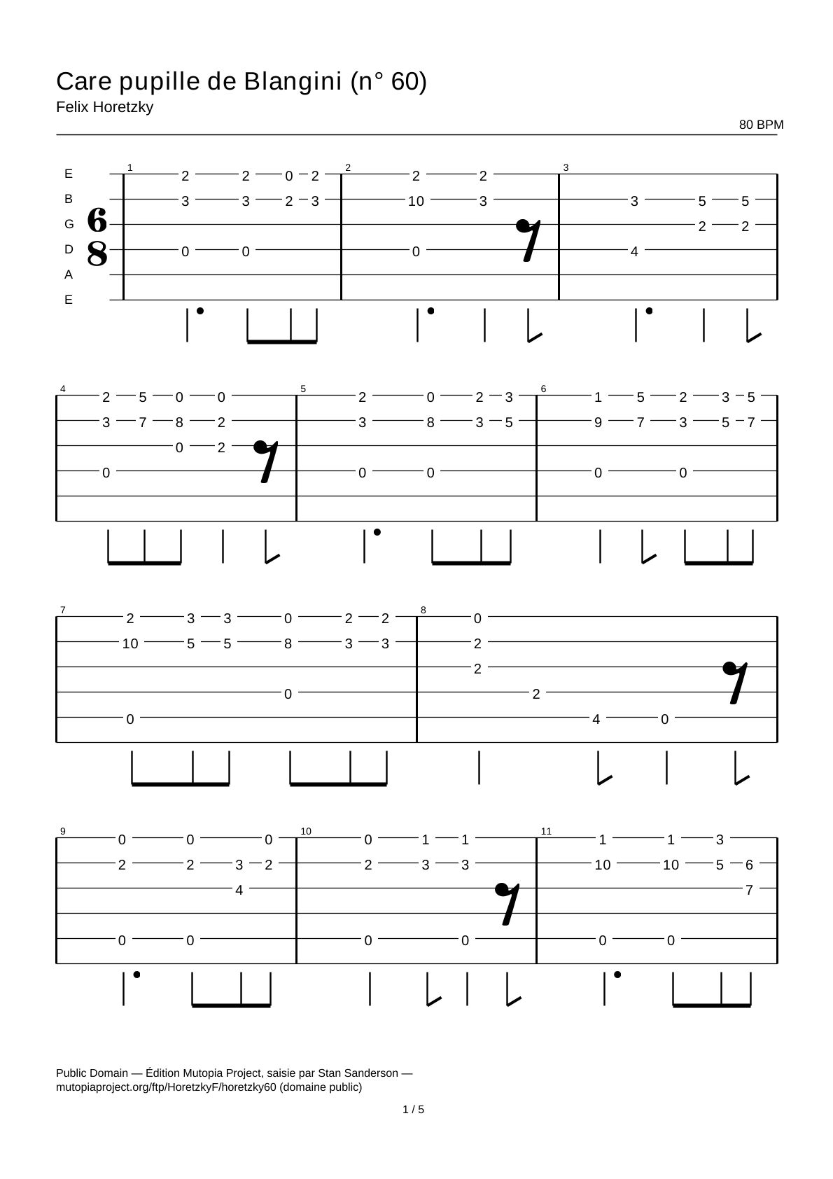 Care pupille by Blangini (No. 60) — Guitar Tab