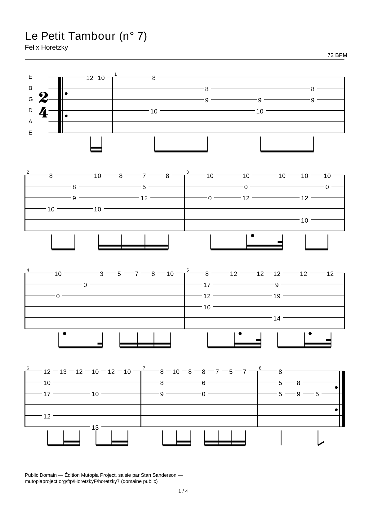 Le Petit Tambour (No. 7) — Guitar Tab