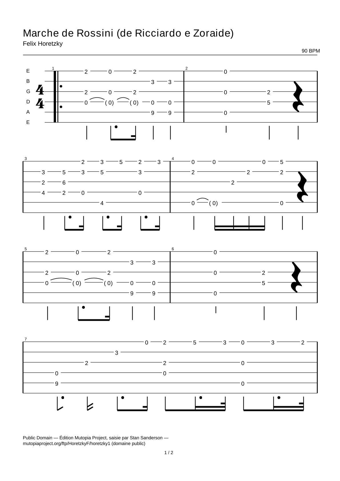 March by Rossini (from Ricciardo e Zoraide) — Guitar Tab