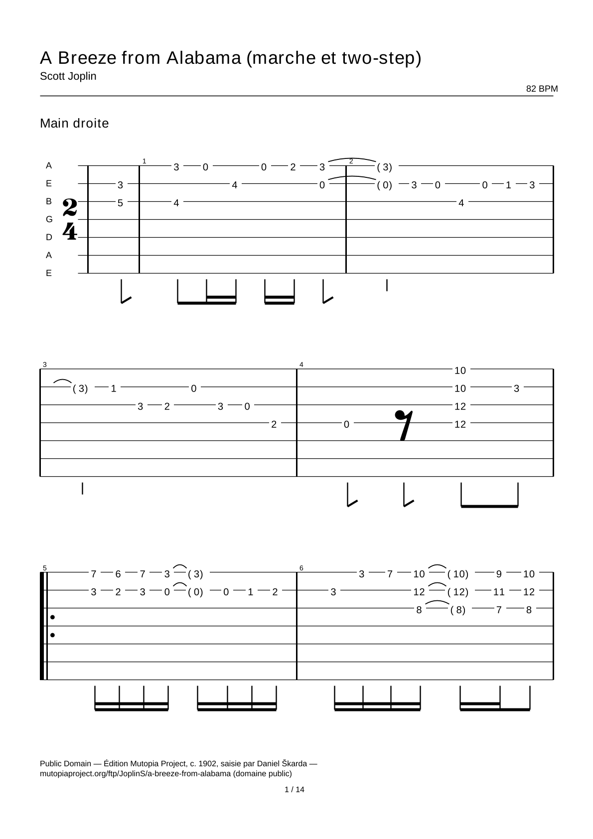 A Breeze from Alabama (marcha y two-step) — Tablatura de guitarra