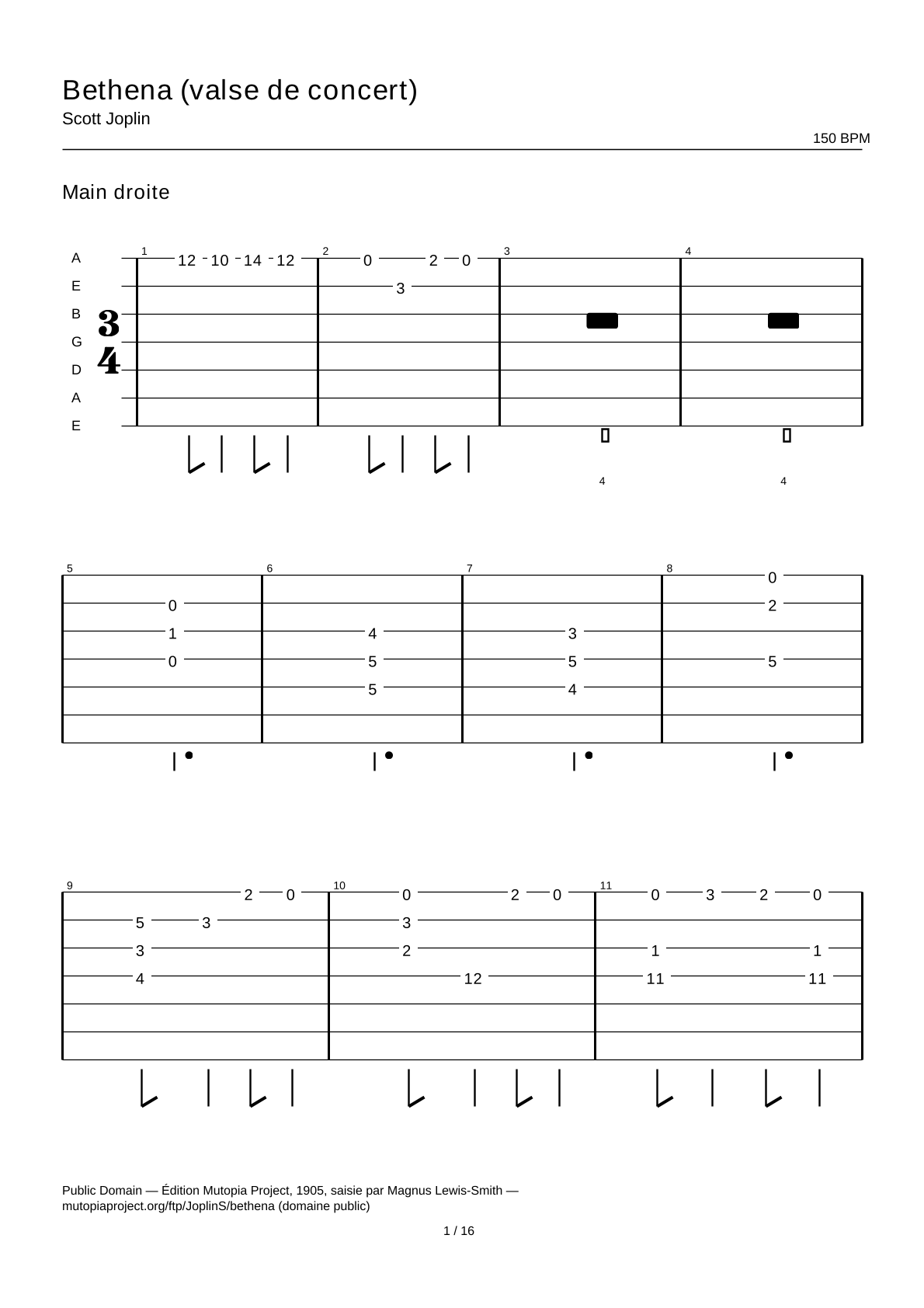 Bethena (a concert waltz) — Guitar Tab