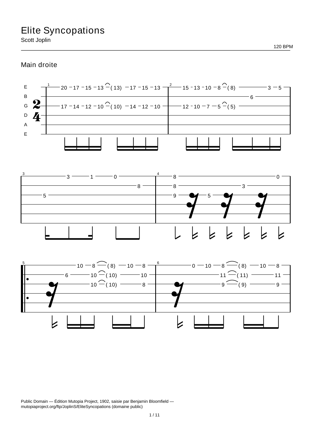 Elite Syncopations — Guitar Tab