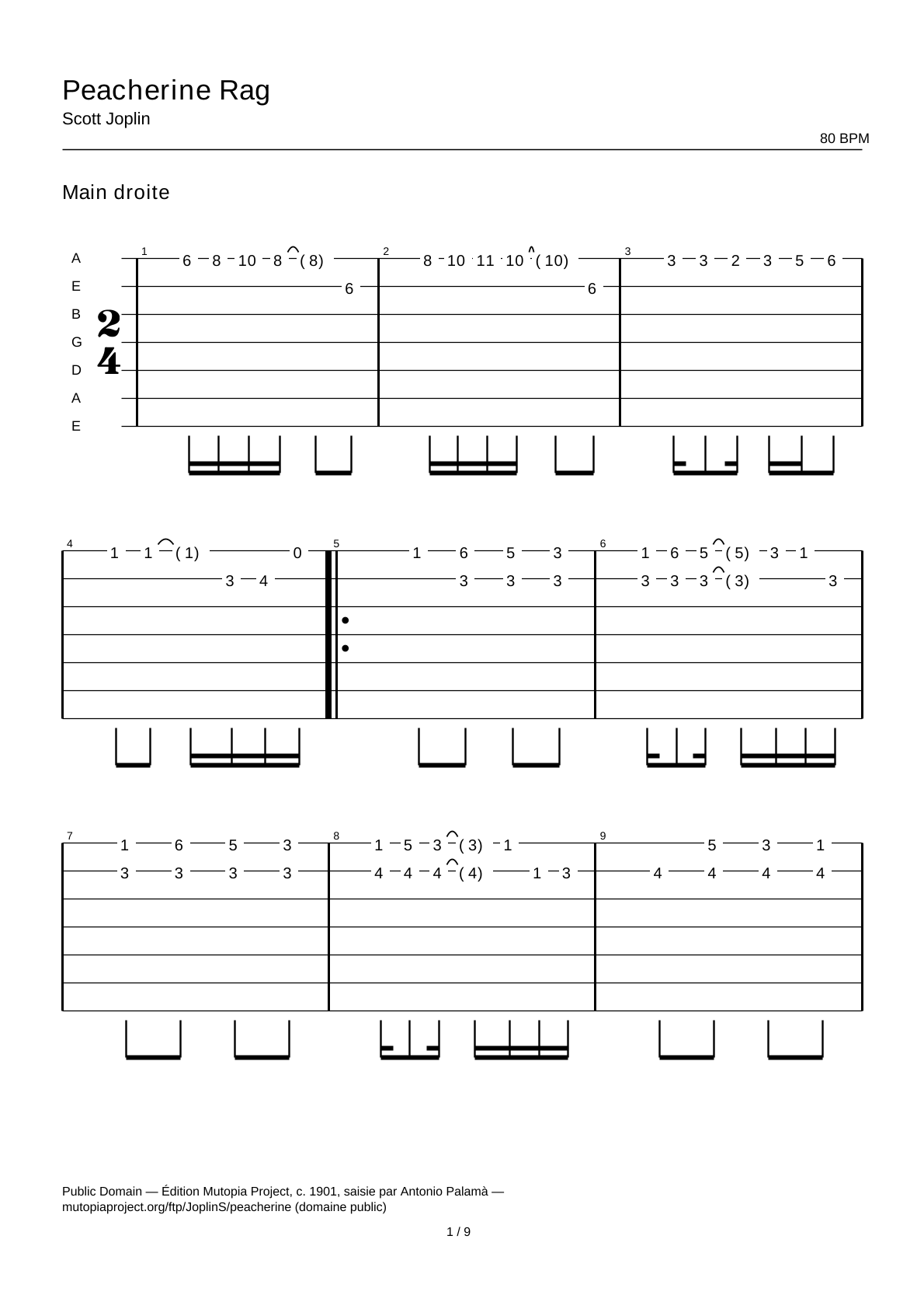 Peacherine Rag — Guitar Tab