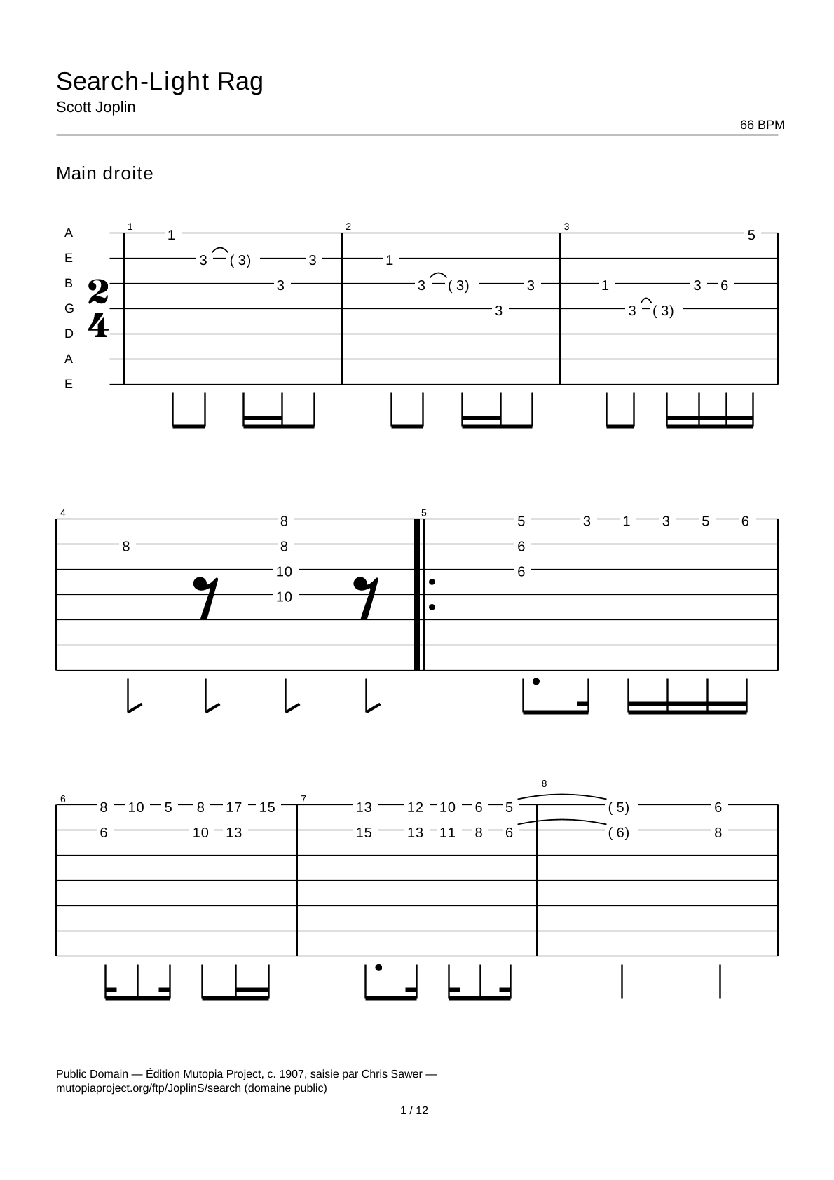 Search-Light Rag — Guitar Tab