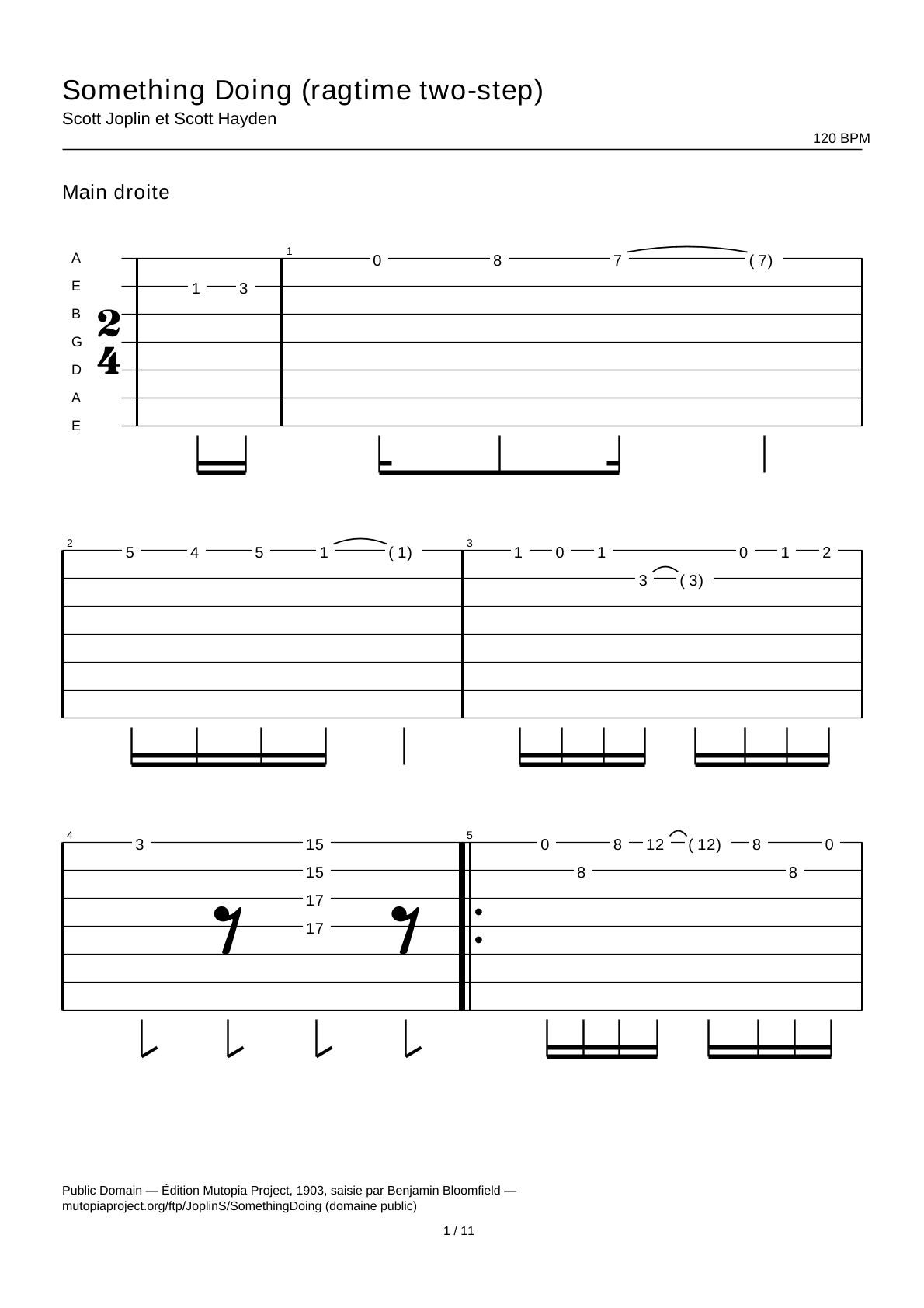 Something Doing (ragtime two-step) — Tablature guitare