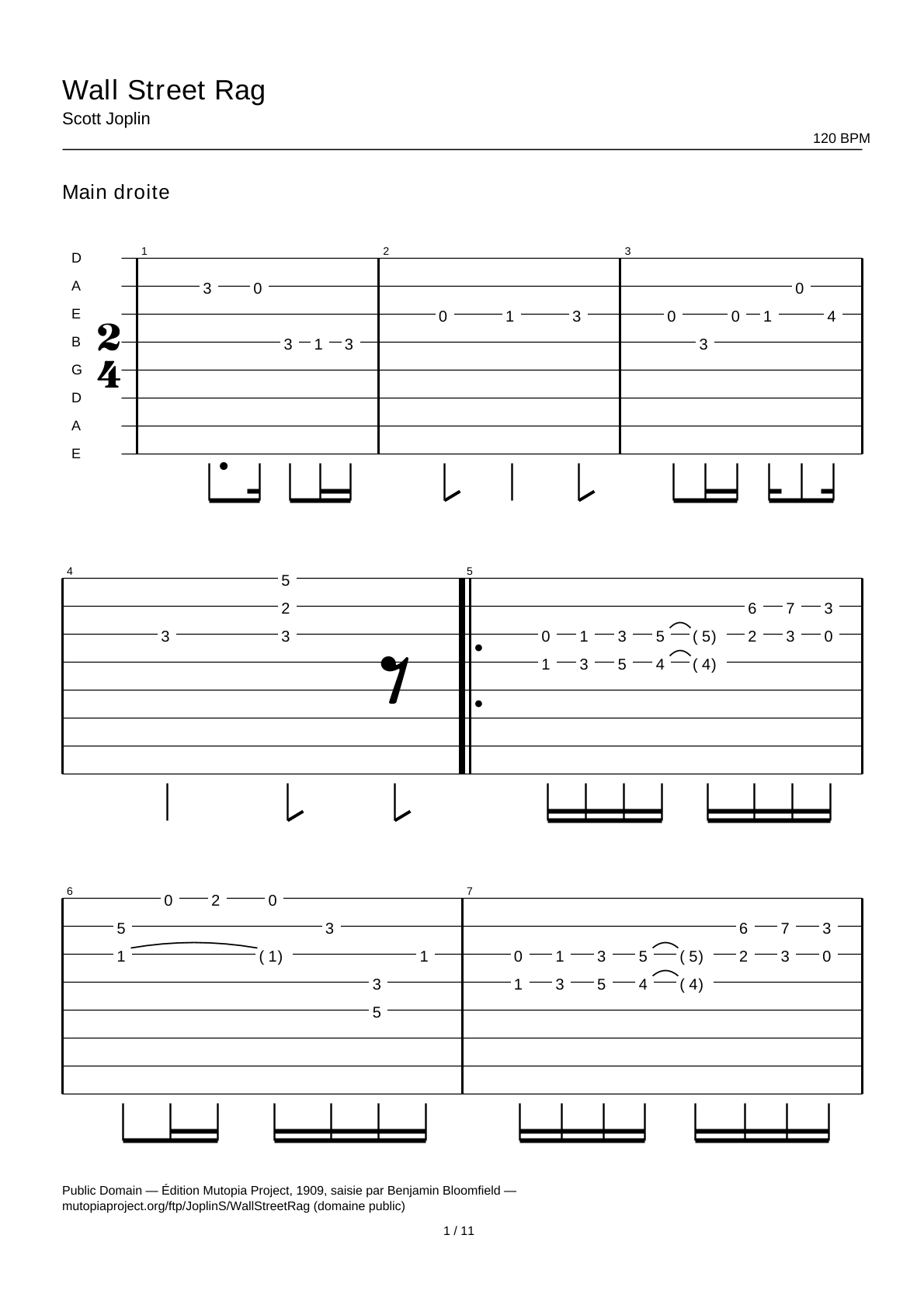 Wall Street Rag — Tablature guitare