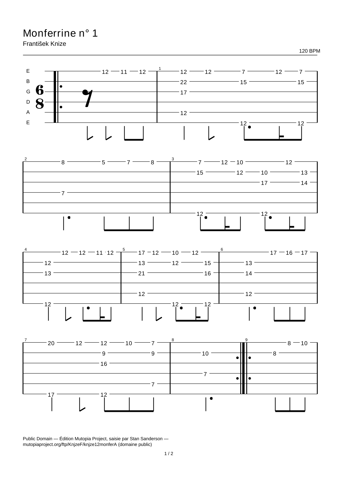 Monferrina No. 1 — Guitar Tab