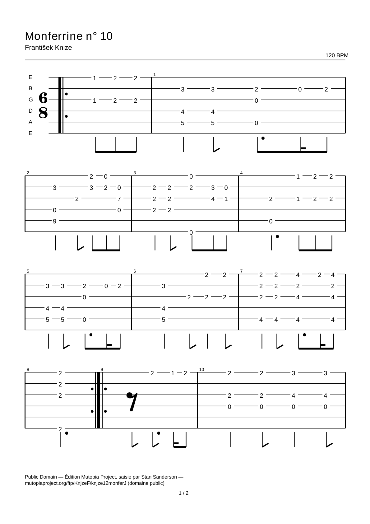 Monferrina No. 10 — Guitar Tab