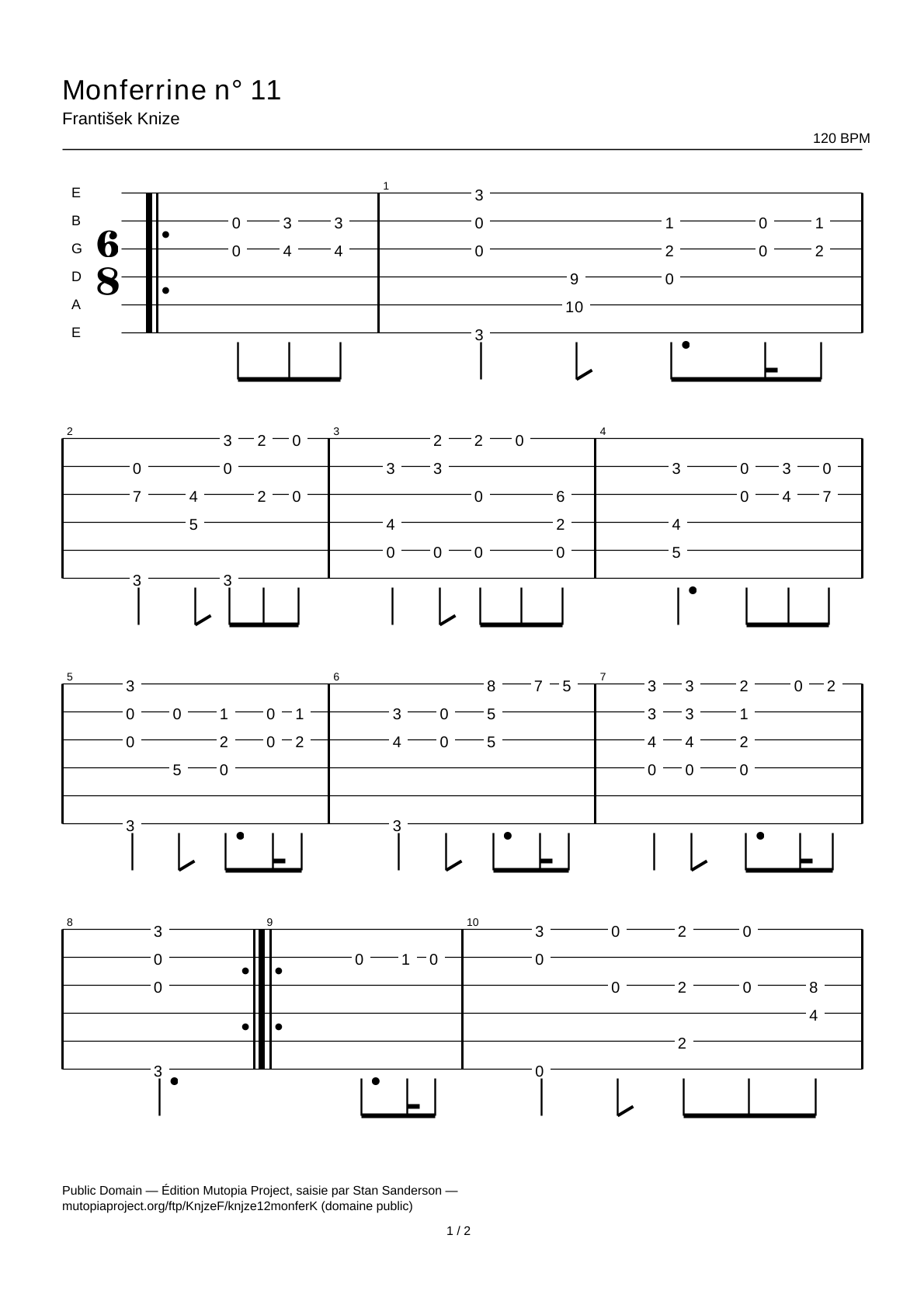 Monferrina No. 11 — Guitar Tab